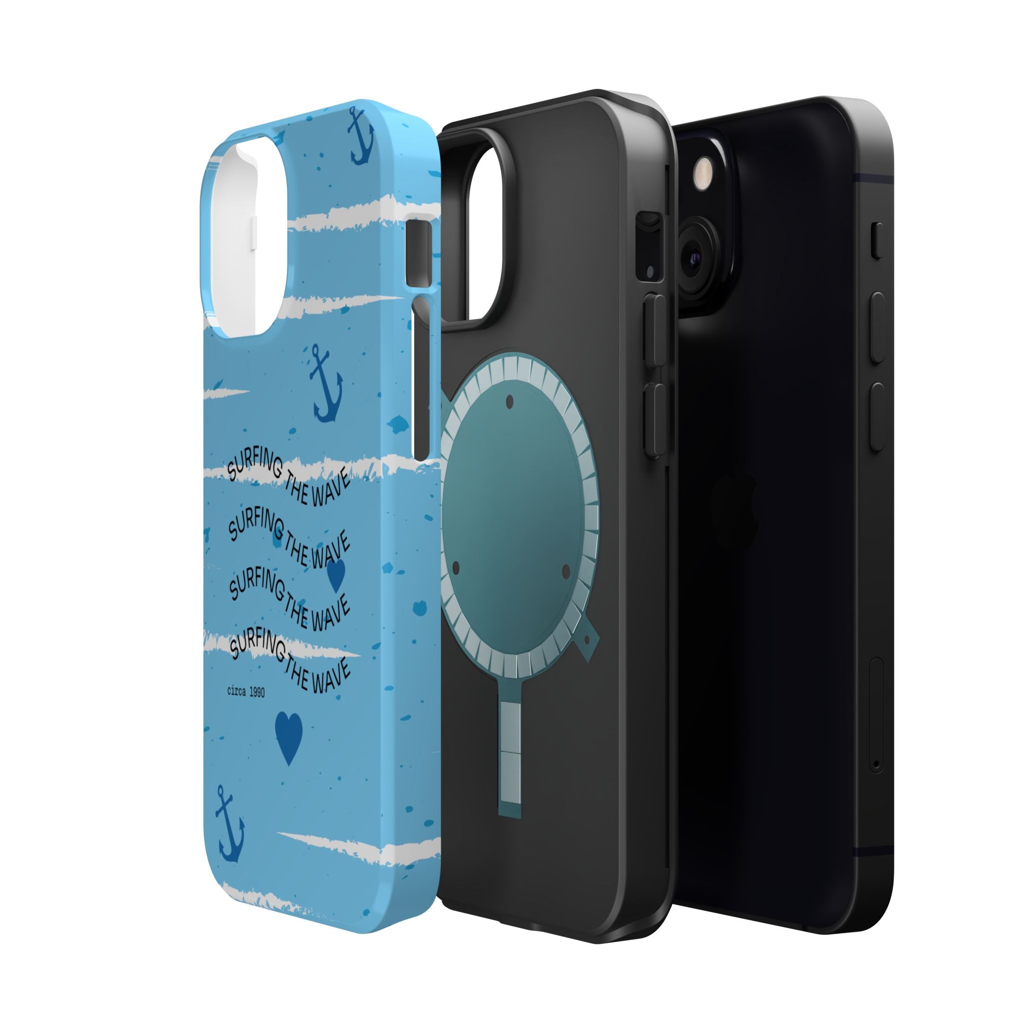 Surfing The Wave Blue Anchor Magnetic Phone Case — Impact‑Resistant, Magnetic iPhone Cover