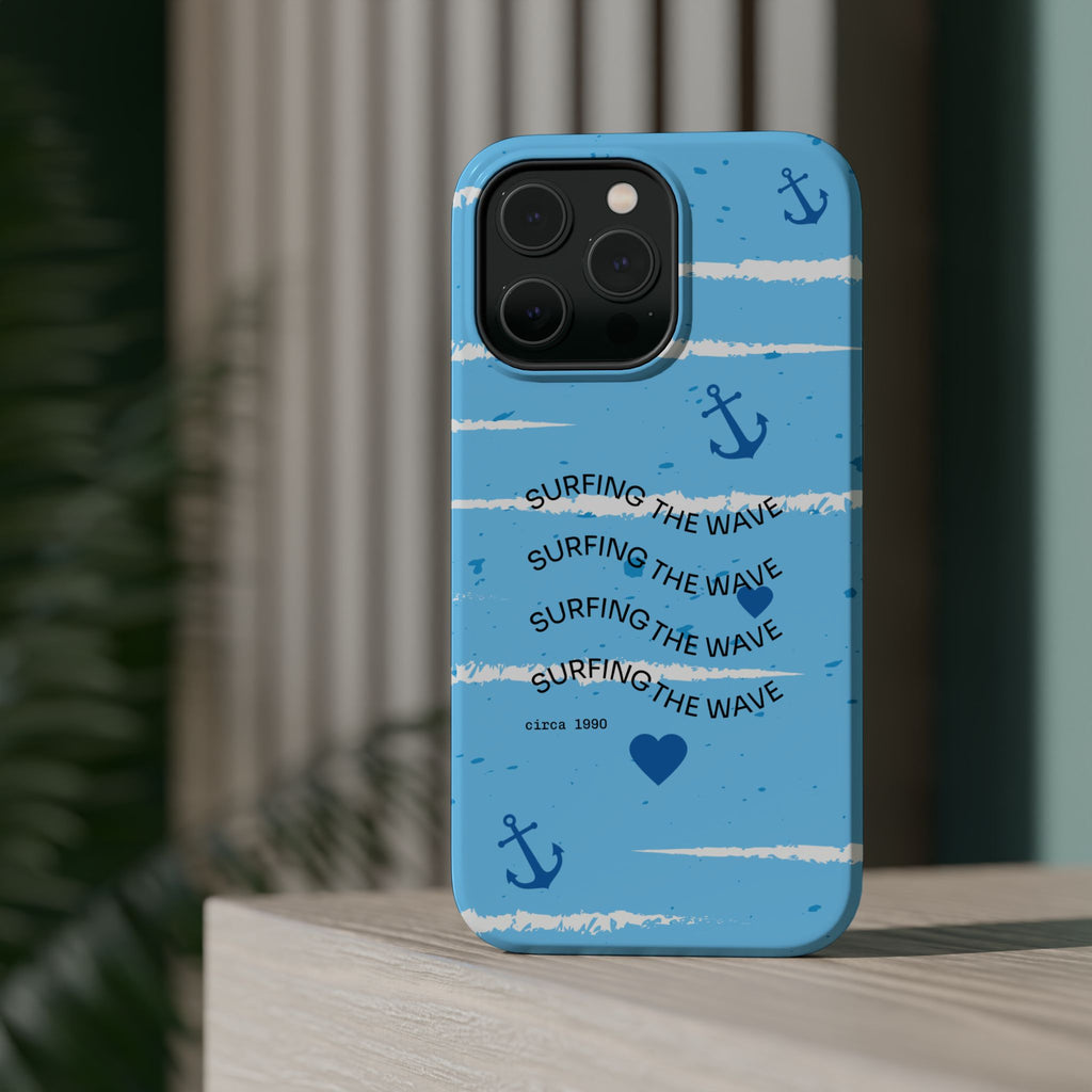 Surfing The Wave Blue Anchor Magnetic Phone Case — Impact‑Resistant, Magnetic iPhone Cover