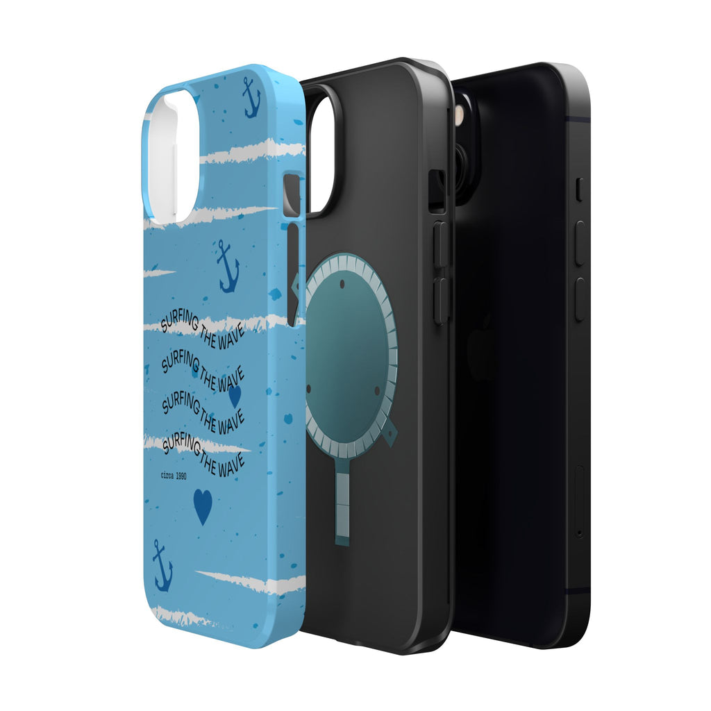 Surfing The Wave Blue Anchor Magnetic Phone Case — Impact‑Resistant, Magnetic iPhone Cover