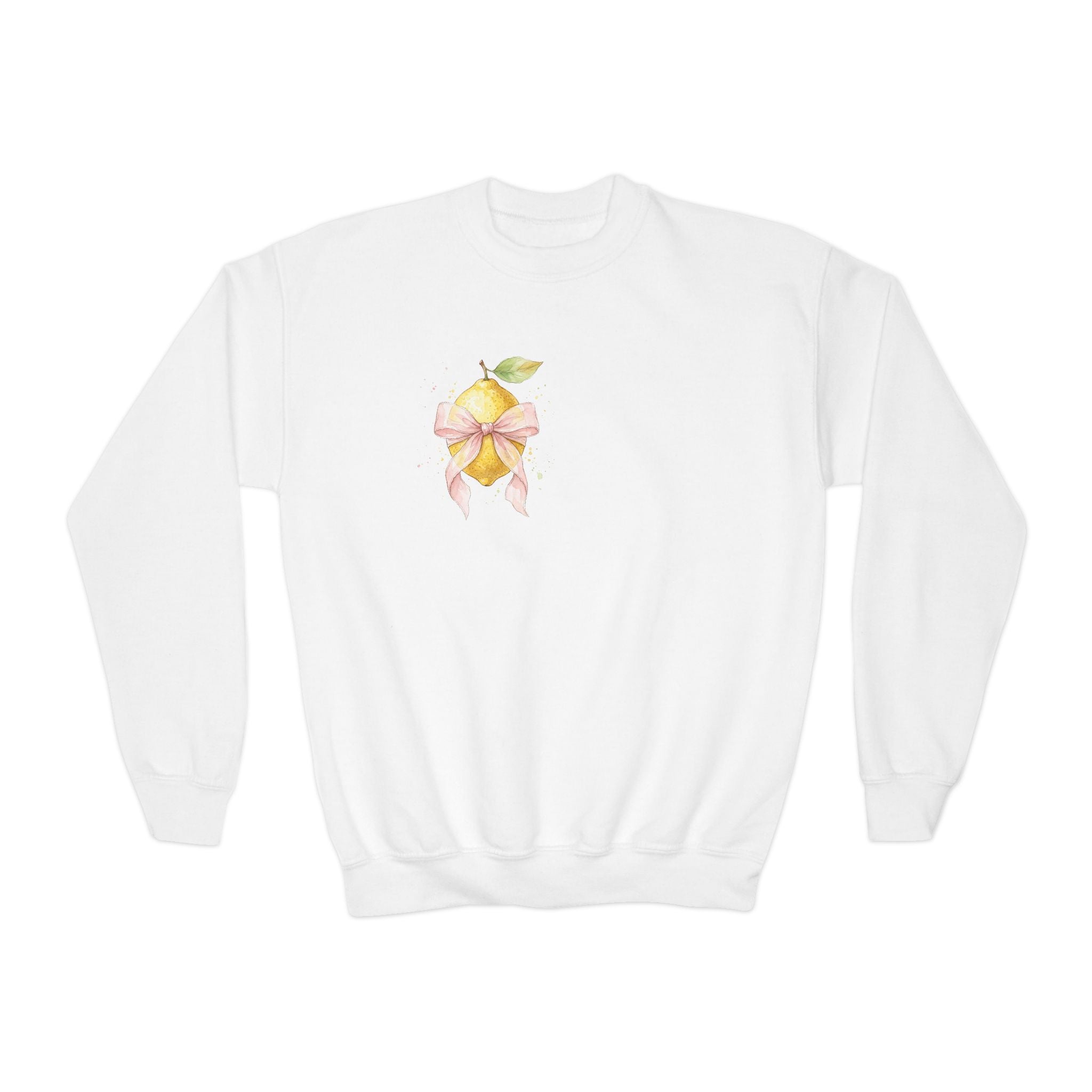 Youth Crewneck Sweatshirt — Watercolor Lemon Bouquet Graphic