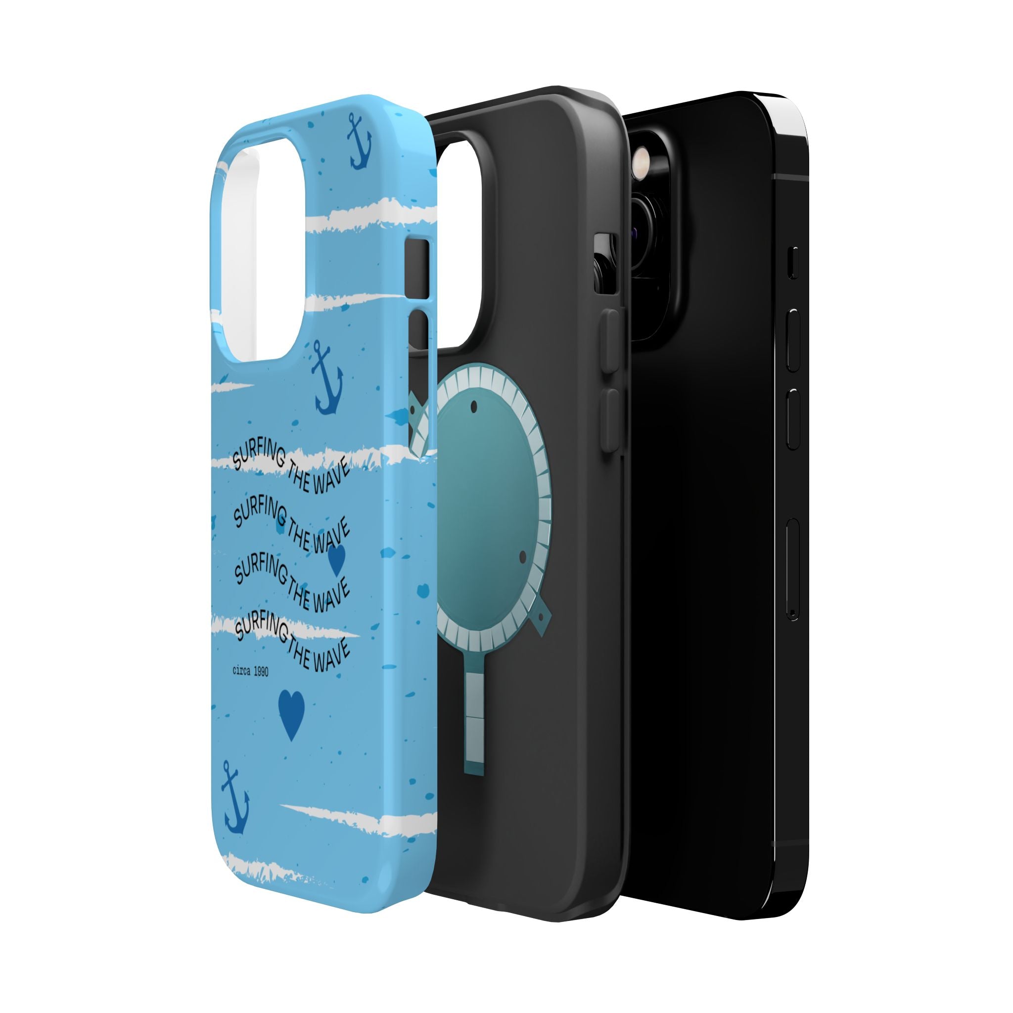 Surfing The Wave Blue Anchor Magnetic Phone Case — Impact‑Resistant, Magnetic iPhone Cover