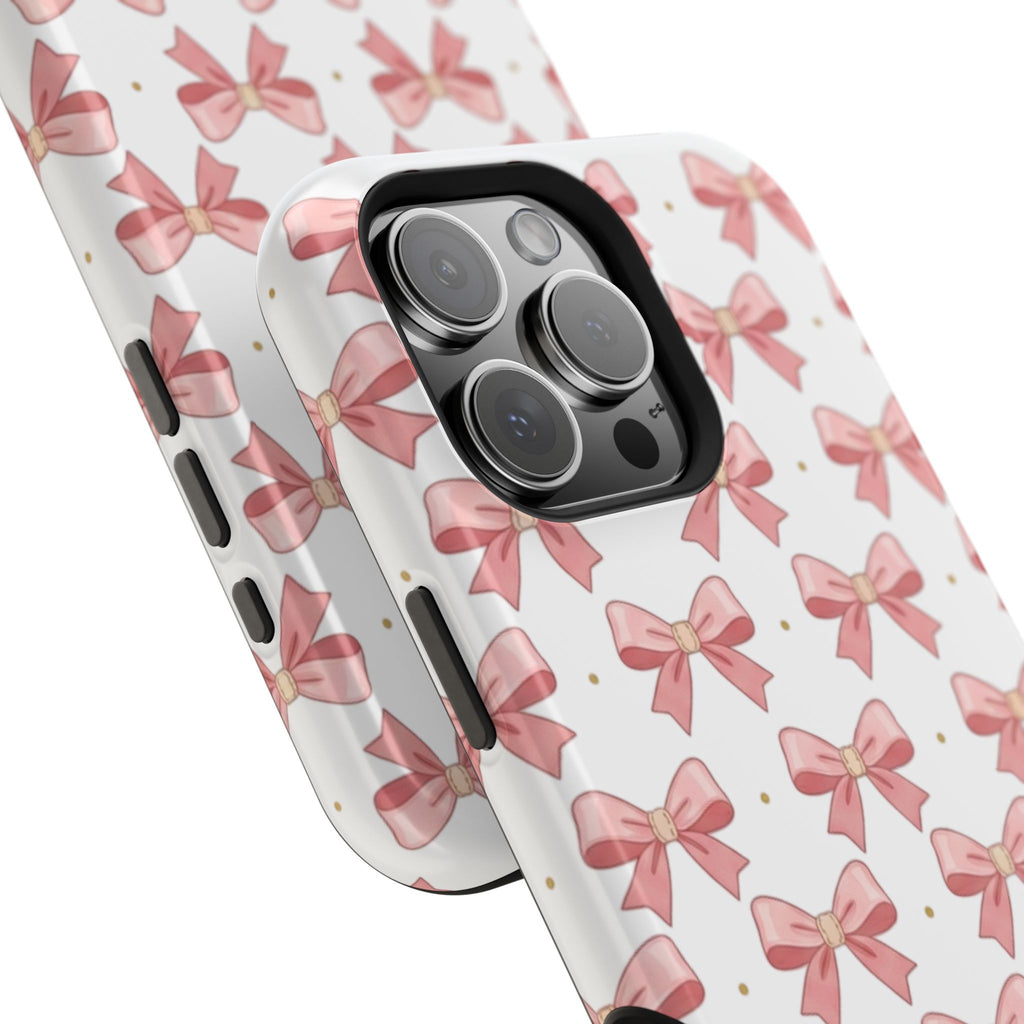 Pink Bow Pattern Magnetic Impact Phone Case — Protective iPhone Cover