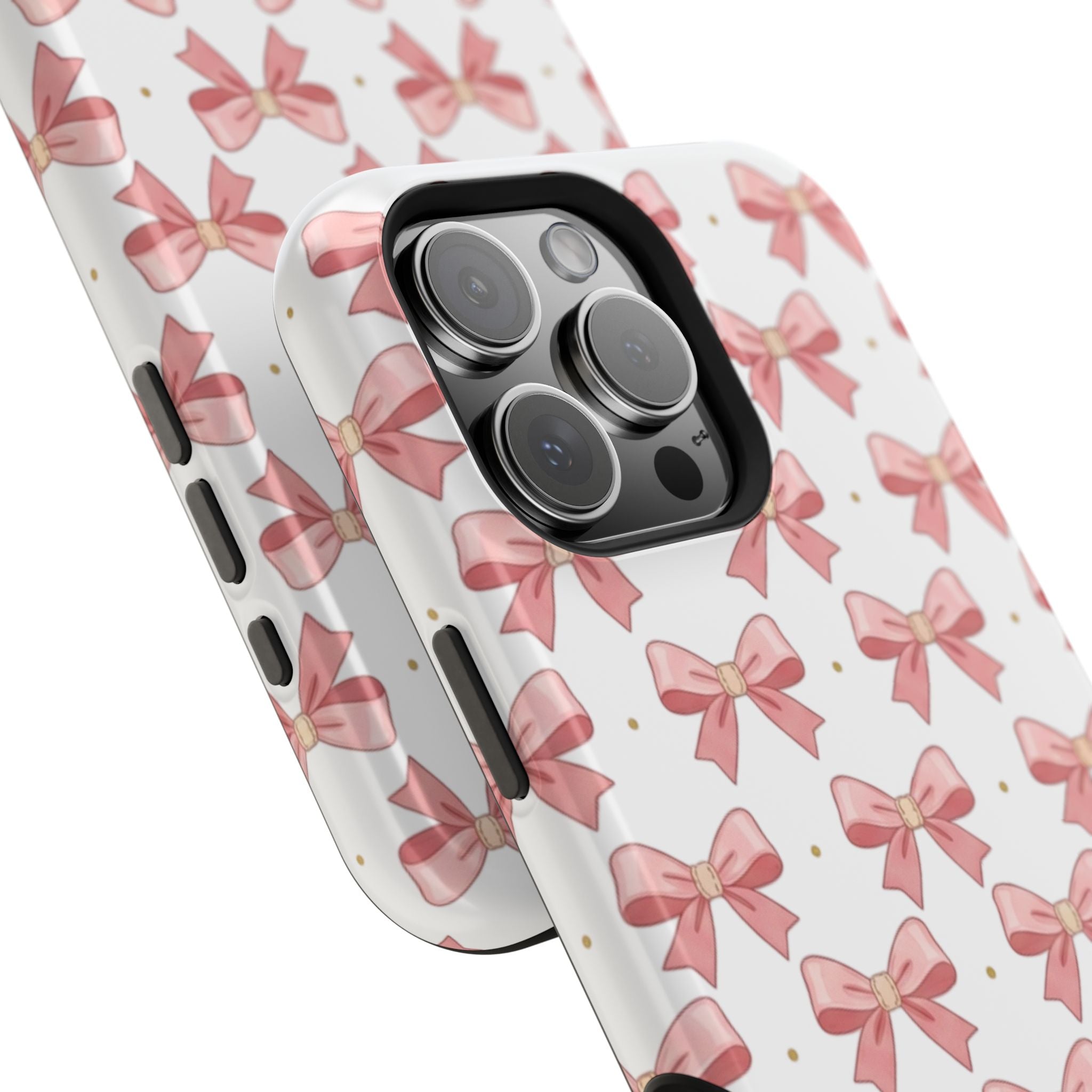 Pink Bow Pattern Magnetic Impact Phone Case — Protective iPhone Cover