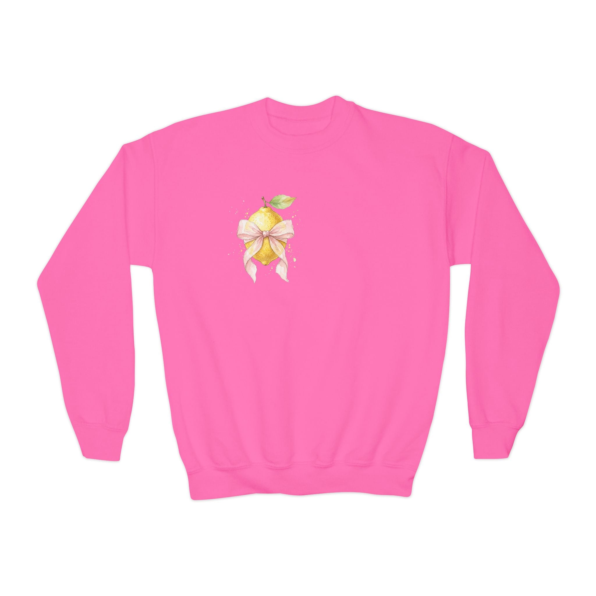 Youth Crewneck Sweatshirt — Watercolor Lemon Bouquet Graphic