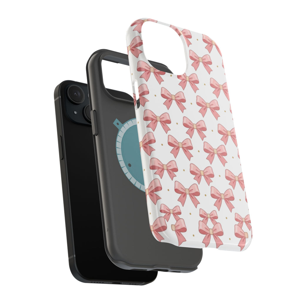 Pink Bow Pattern Magnetic Impact Phone Case — Protective iPhone Cover