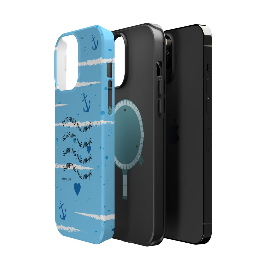 Surfing The Wave Blue Anchor Magnetic Phone Case — Impact‑Resistant, Magnetic iPhone Cover
