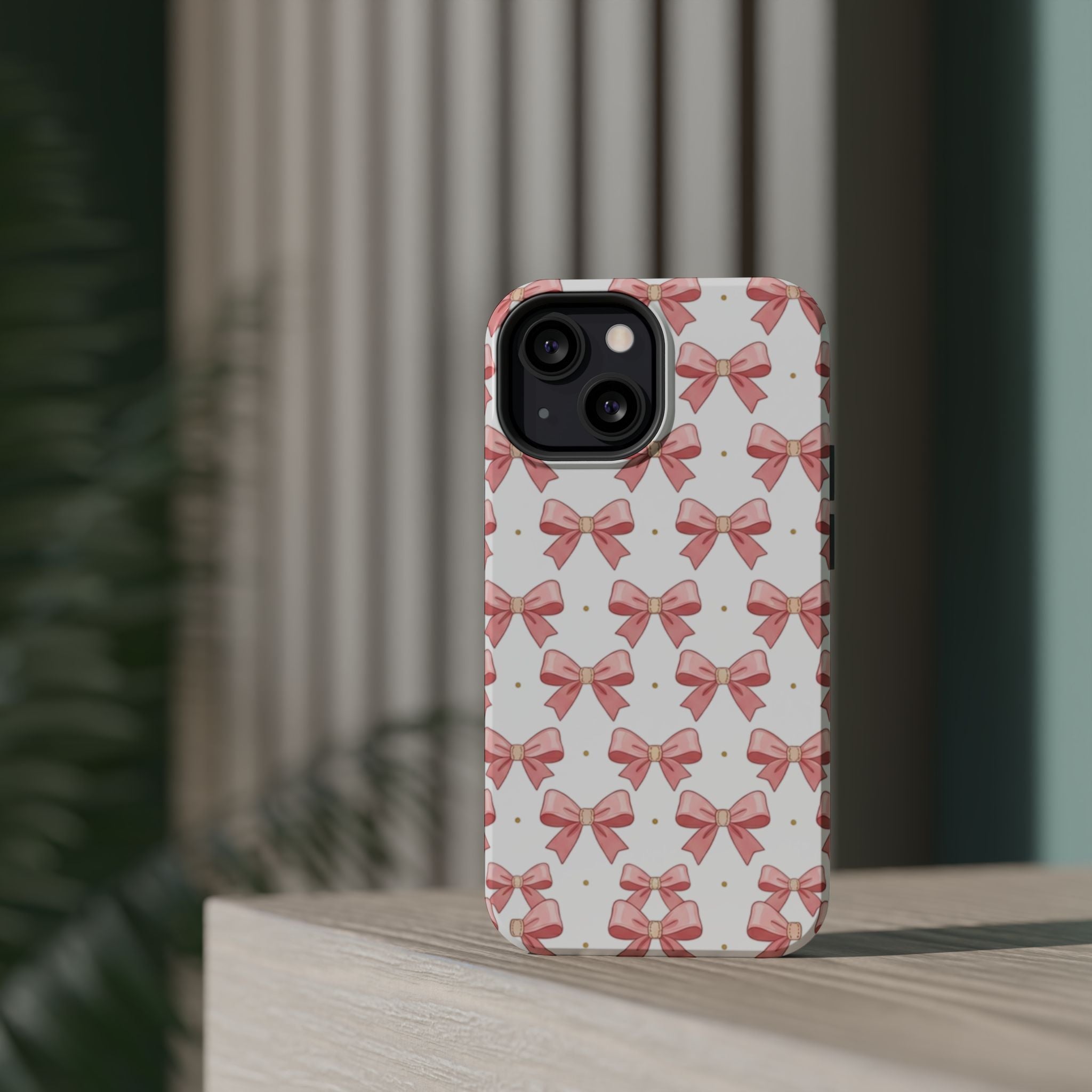 Pink Bow Pattern Magnetic Impact Phone Case — Protective iPhone Cover