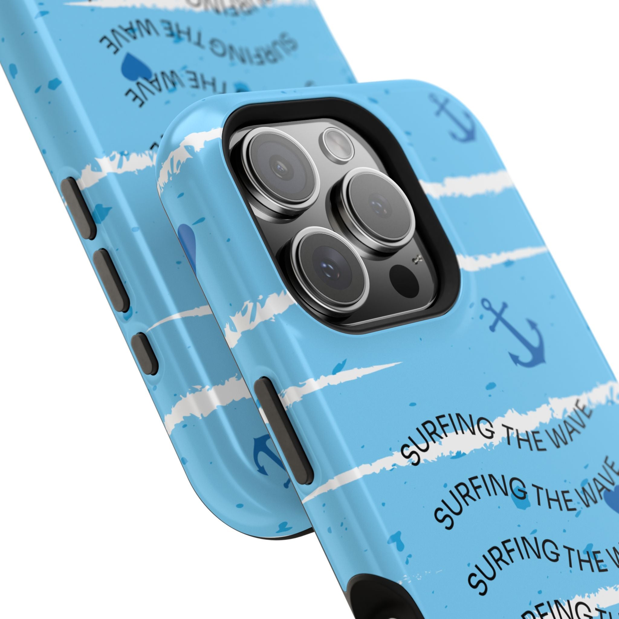 Surfing The Wave Blue Anchor Magnetic Phone Case — Impact‑Resistant, Magnetic iPhone Cover