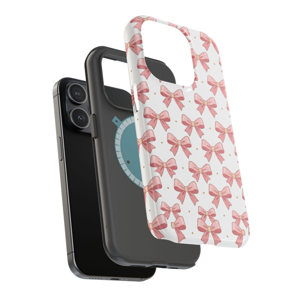 Pink Bow Pattern Magnetic Impact Phone Case — Protective iPhone Cover