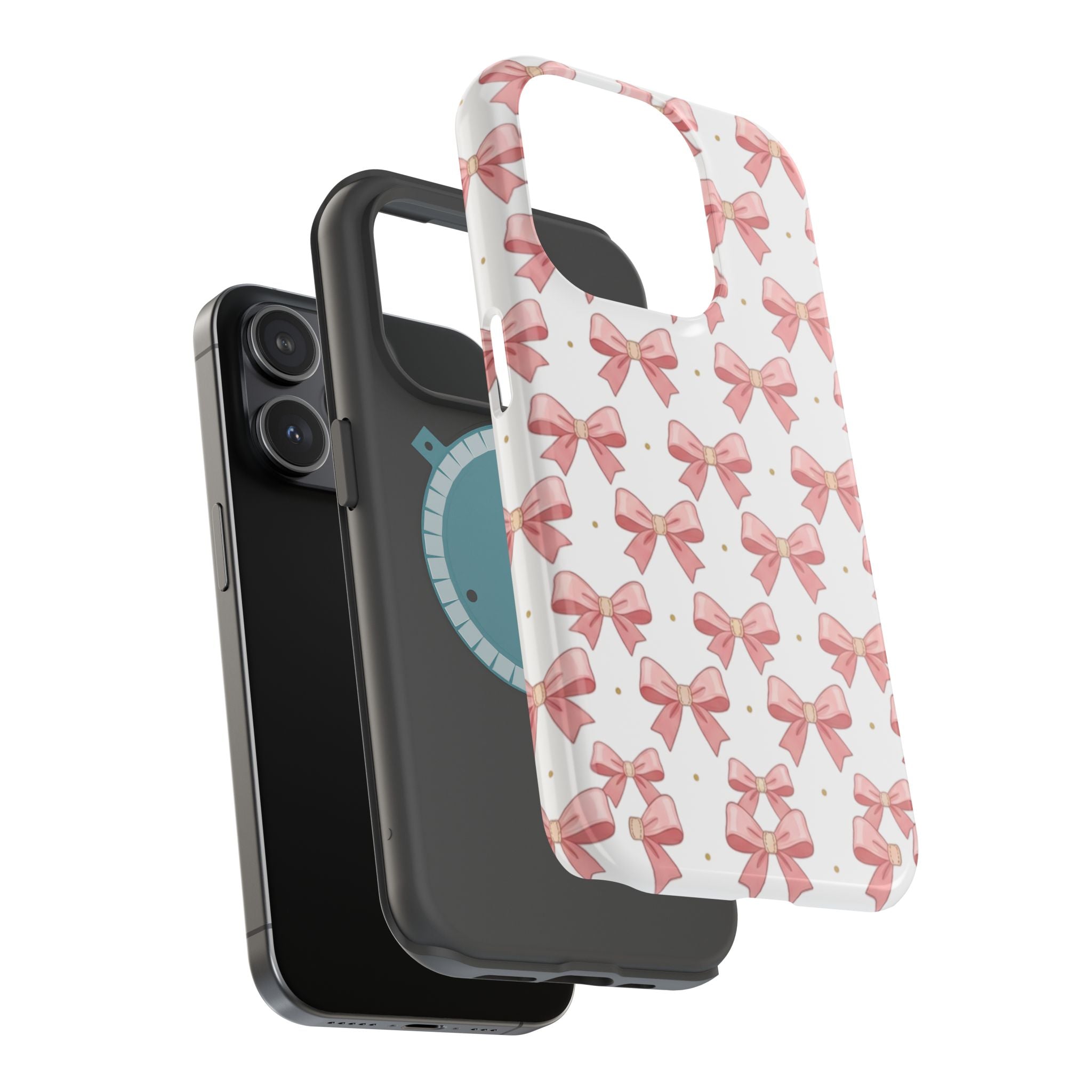 Pink Bow Pattern Magnetic Impact Phone Case — Protective iPhone Cover