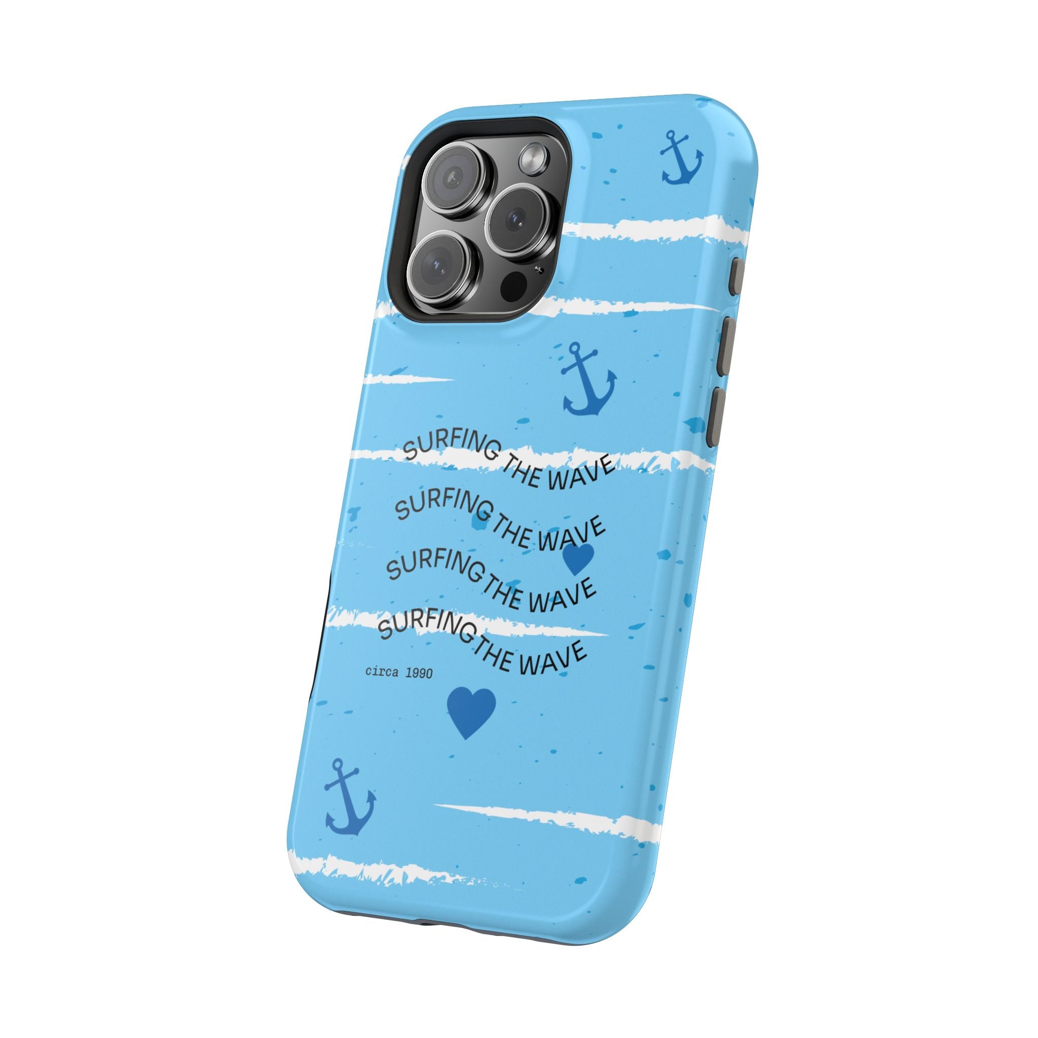 Surfing The Wave Blue Anchor Magnetic Phone Case — Impact‑Resistant, Magnetic iPhone Cover