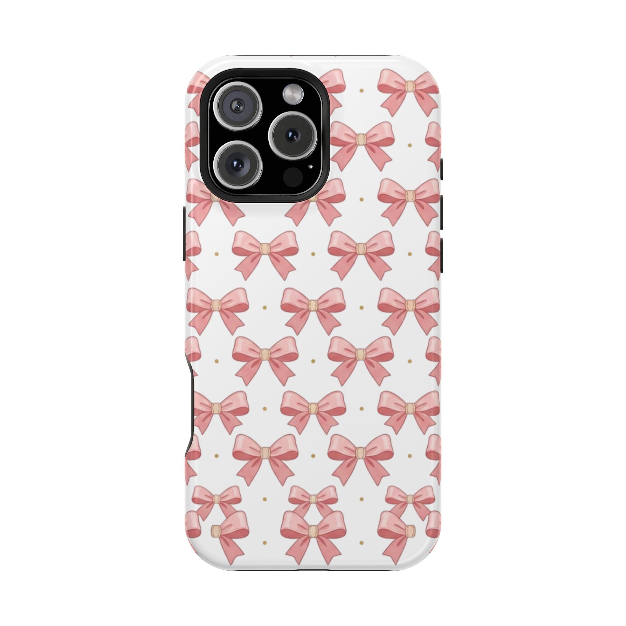 Pink Bow Pattern Magnetic Impact Phone Case — Protective iPhone Cover
