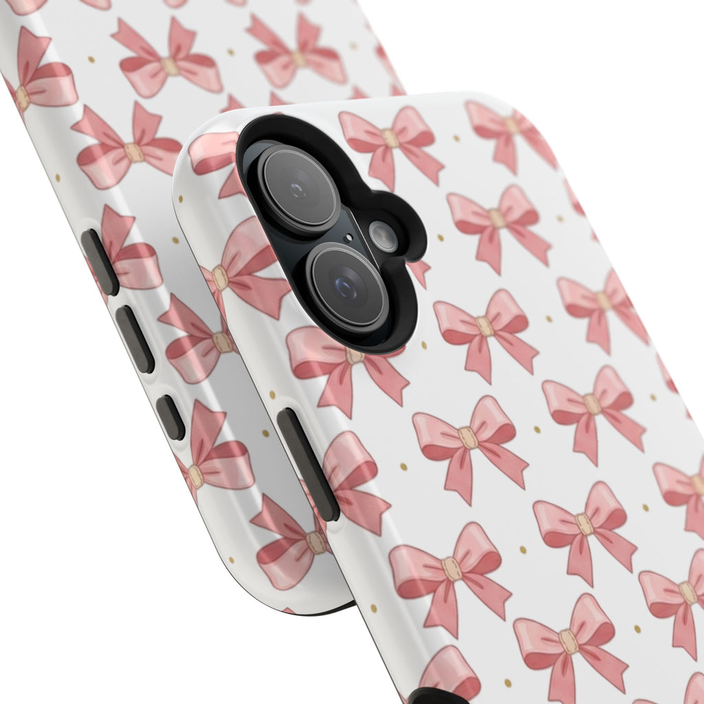 Pink Bow Pattern Magnetic Impact Phone Case — Protective iPhone Cover