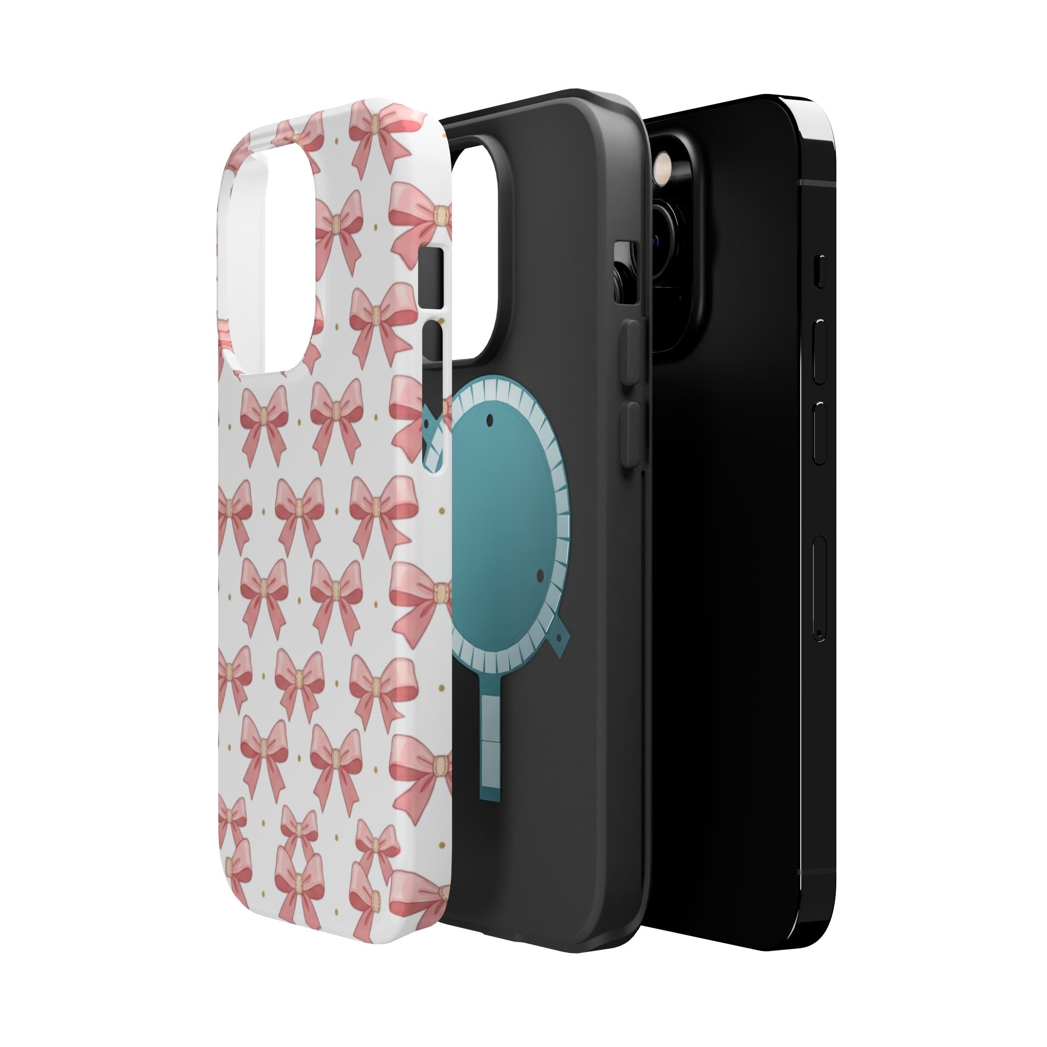 Pink Bow Pattern Magnetic Impact Phone Case — Protective iPhone Cover