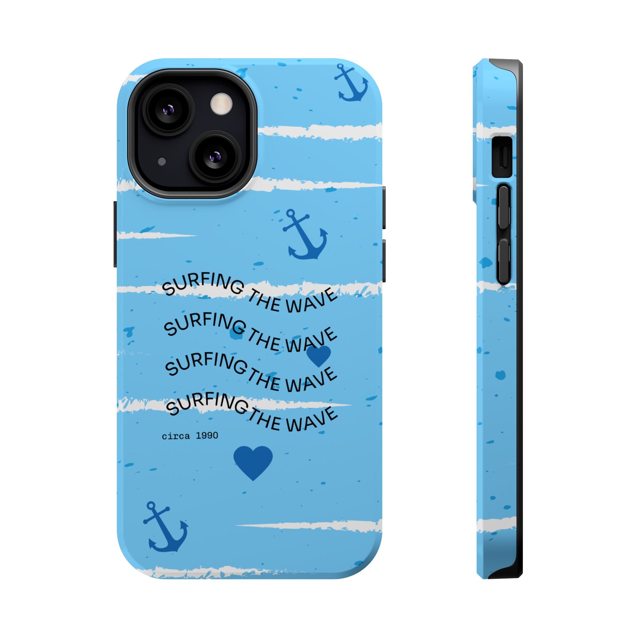 Surfing The Wave Blue Anchor Magnetic Phone Case — Impact‑Resistant, Magnetic iPhone Cover