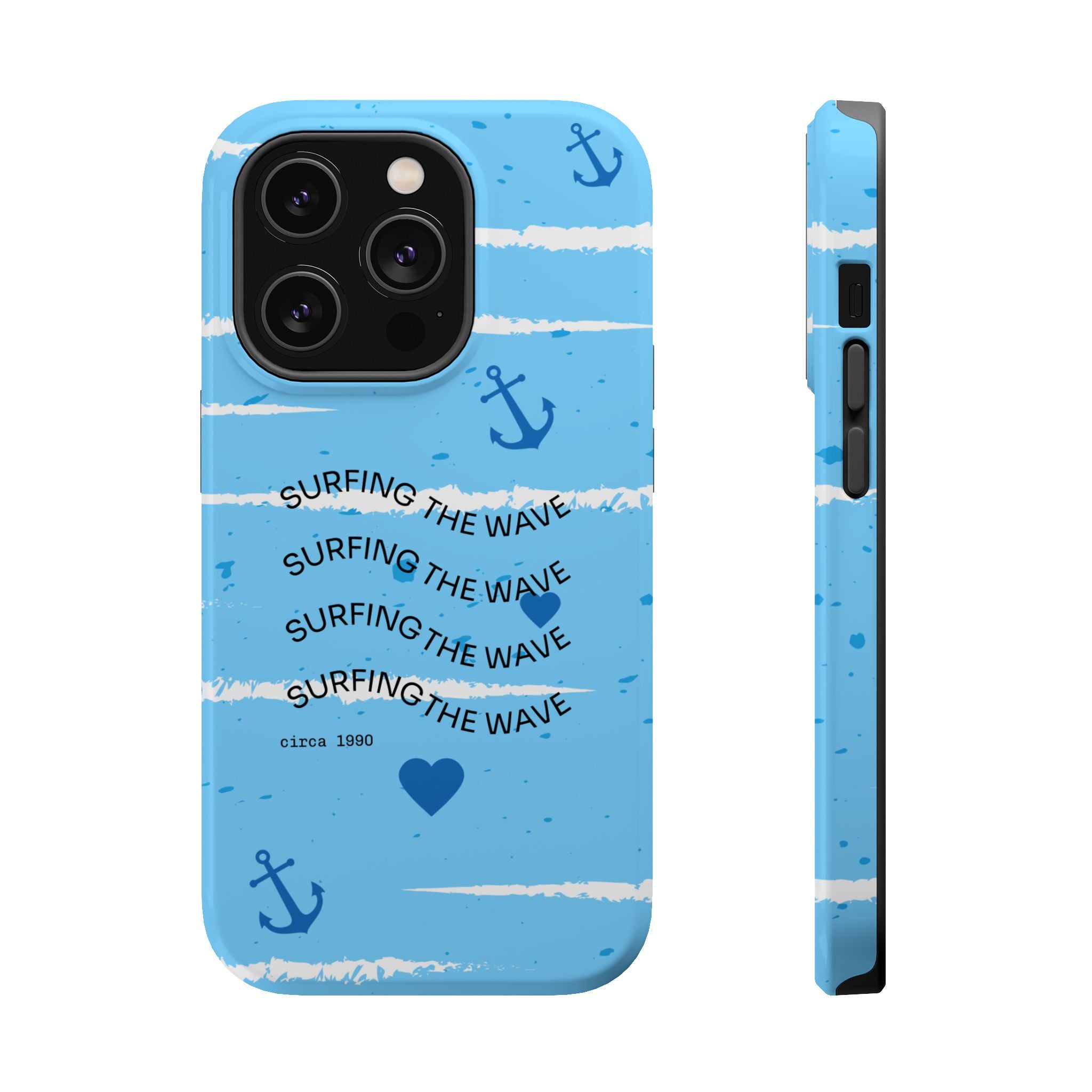 Surfing The Wave Blue Anchor Magnetic Phone Case — Impact‑Resistant, Magnetic iPhone Cover