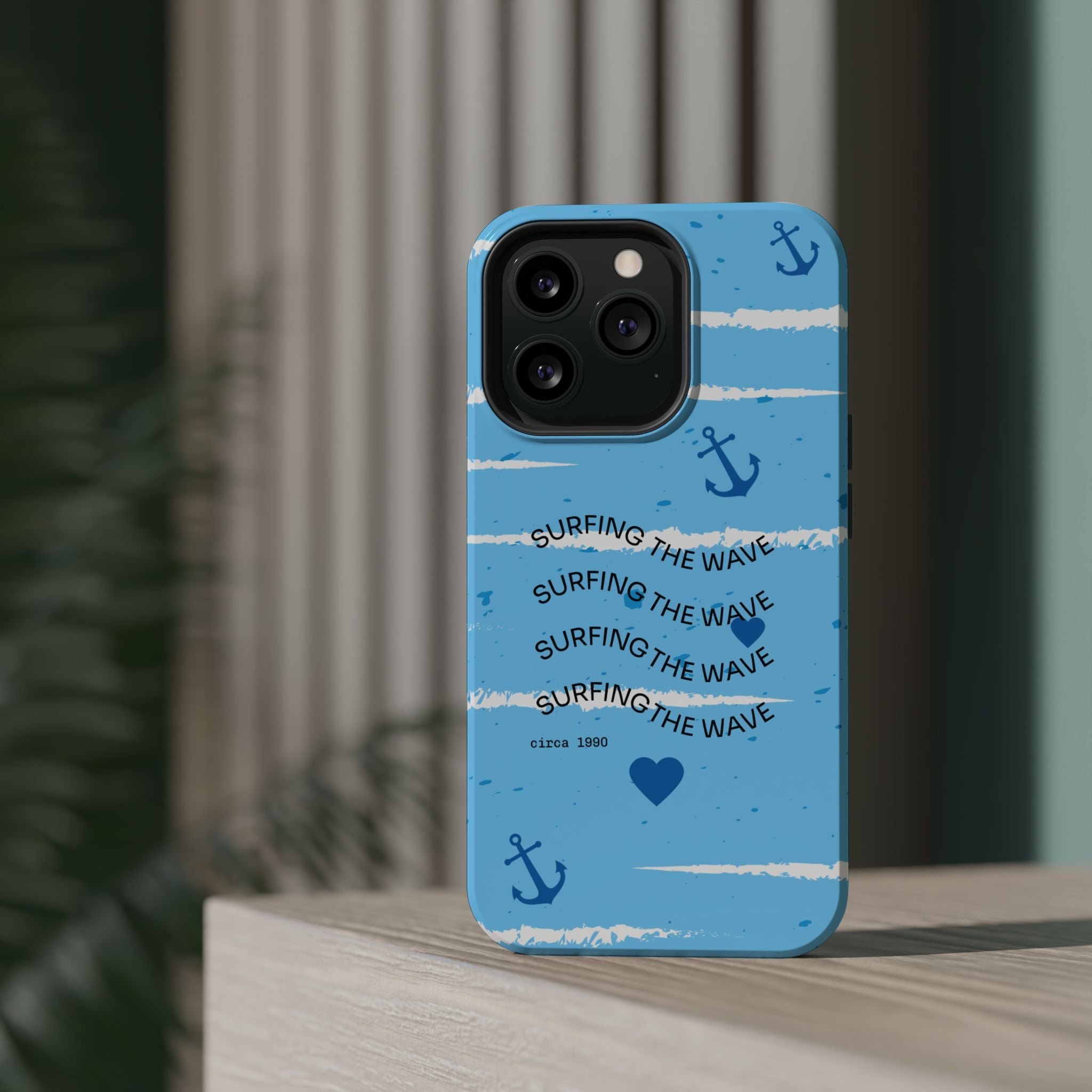 Surfing The Wave Blue Anchor Magnetic Phone Case — Impact‑Resistant, Magnetic iPhone Cover