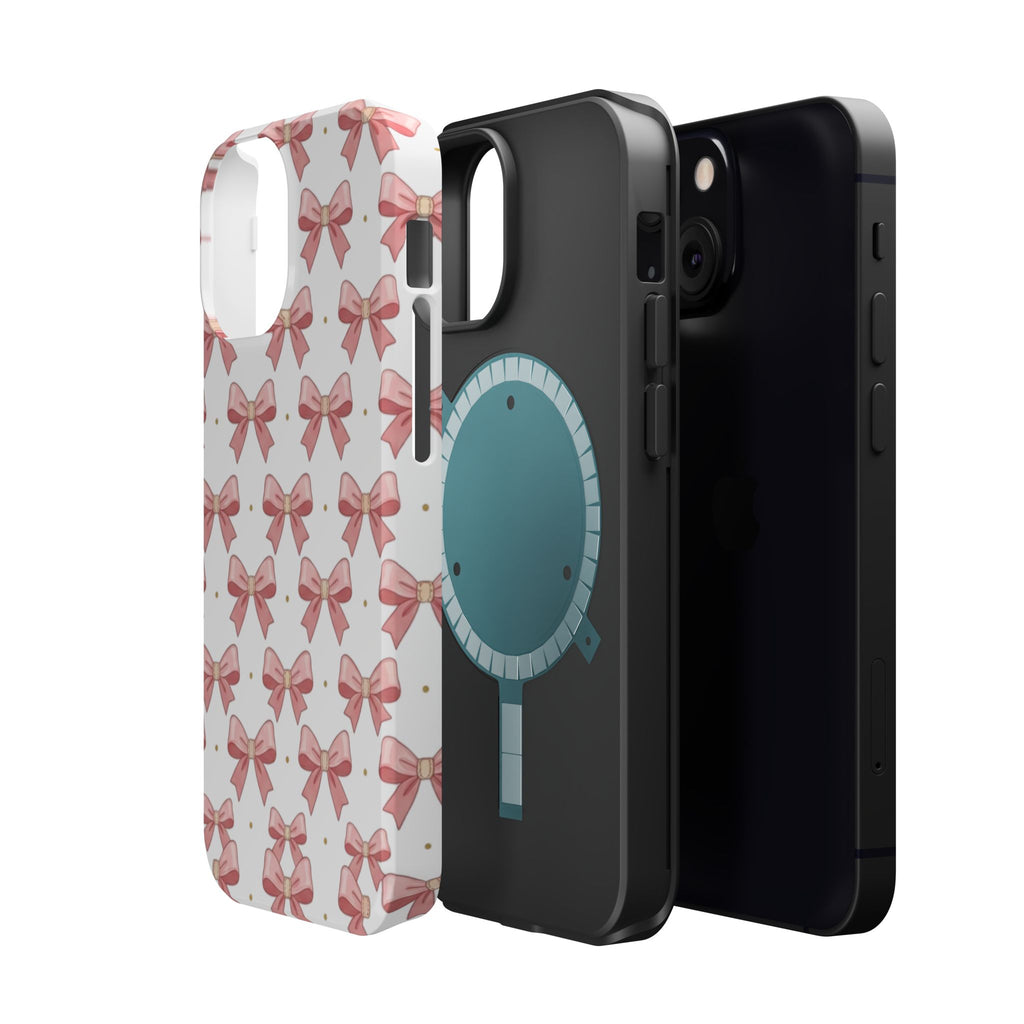 Pink Bow Pattern Magnetic Impact Phone Case — Protective iPhone Cover