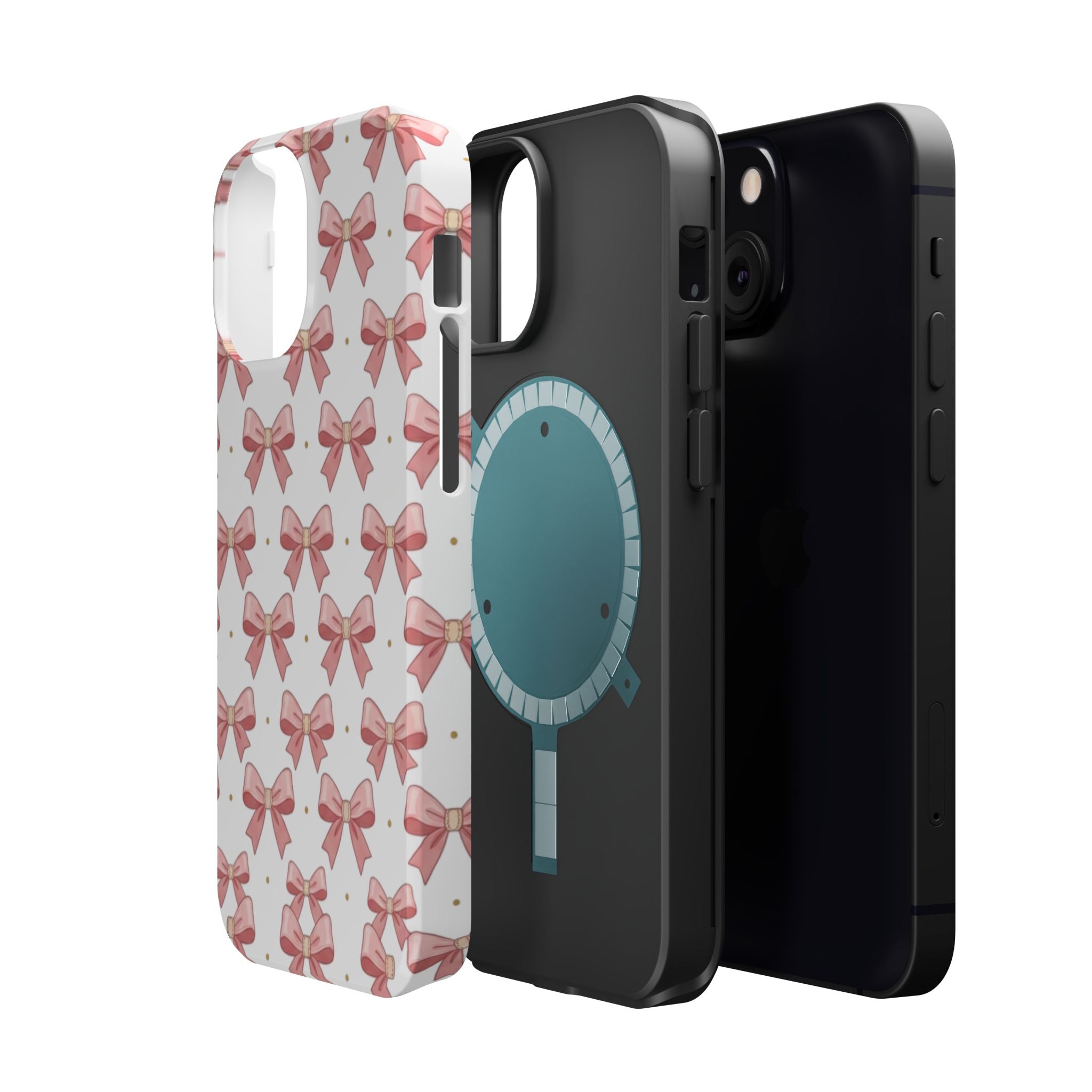 Pink Bow Pattern Magnetic Impact Phone Case — Protective iPhone Cover