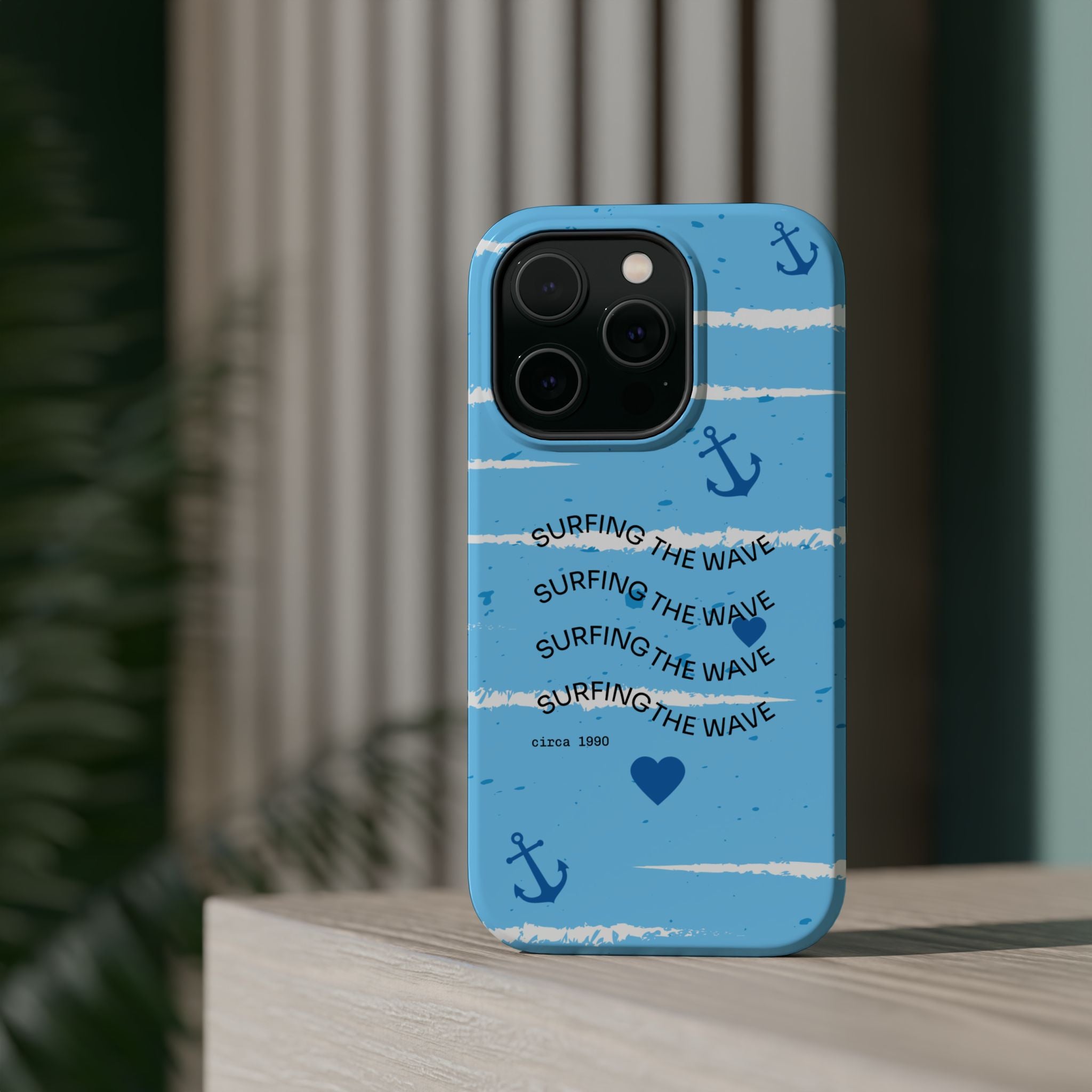 Surfing The Wave Blue Anchor Magnetic Phone Case — Impact‑Resistant, Magnetic iPhone Cover