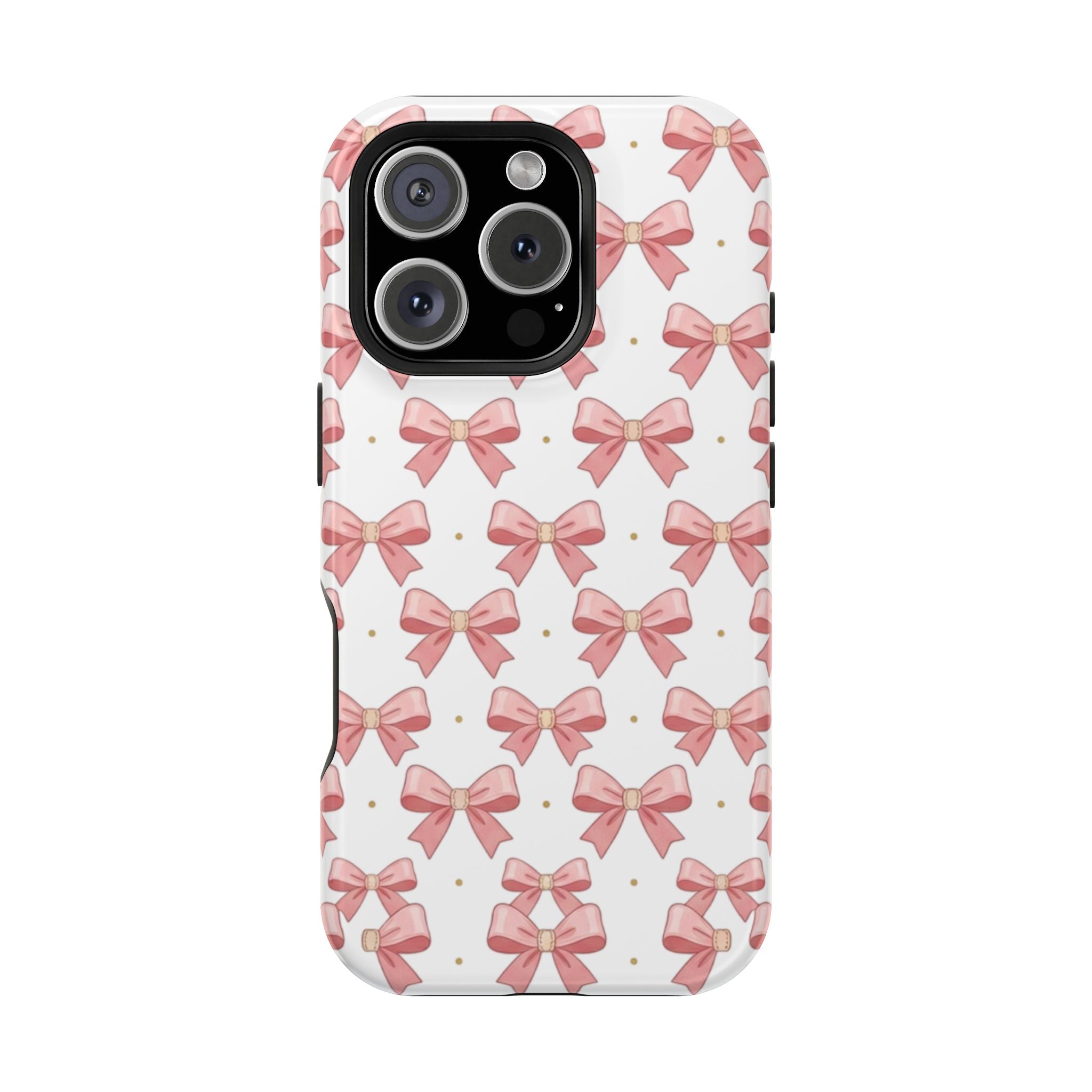 Pink Bow Pattern Magnetic Impact Phone Case — Protective iPhone Cover