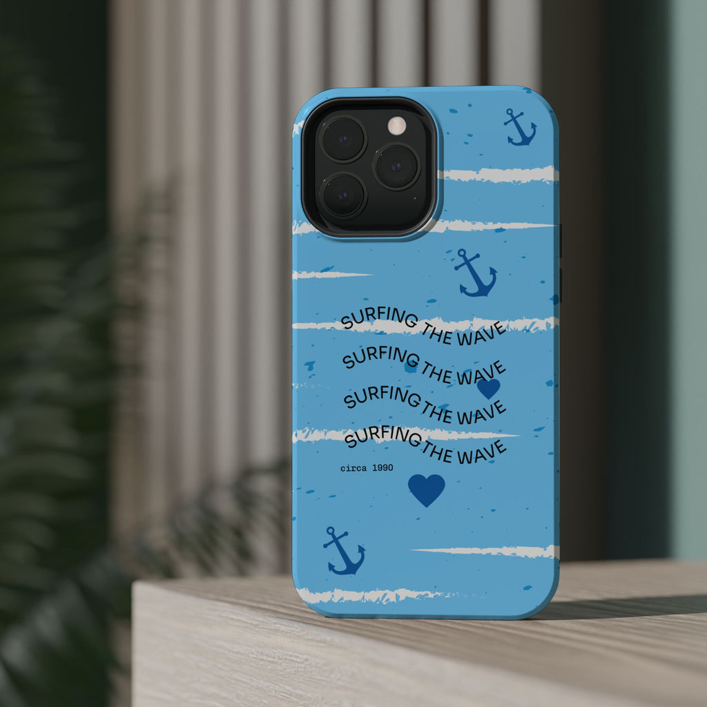 Surfing The Wave Blue Anchor Magnetic Phone Case — Impact‑Resistant, Magnetic iPhone Cover