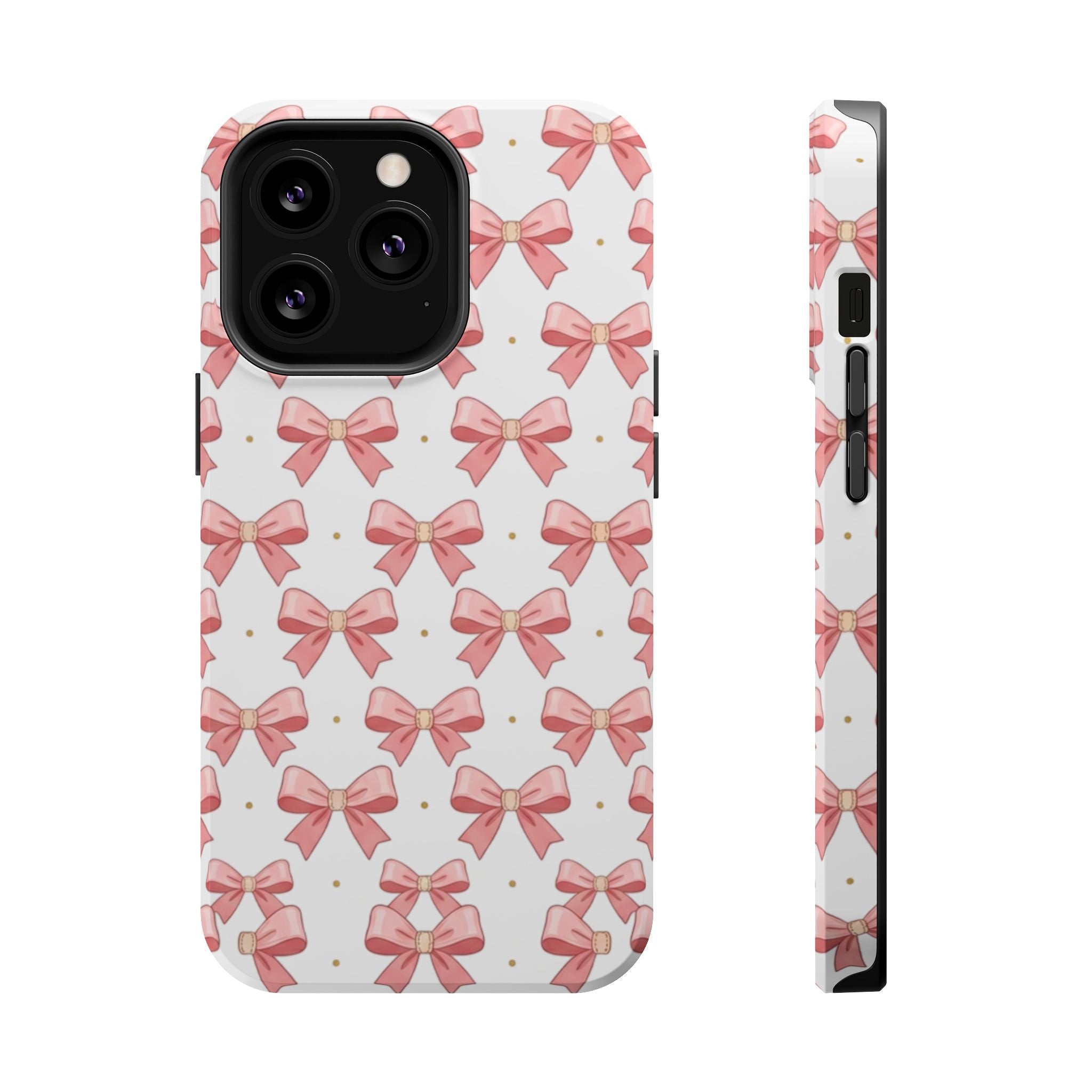 Pink Bow Pattern Magnetic Impact Phone Case — Protective iPhone Cover