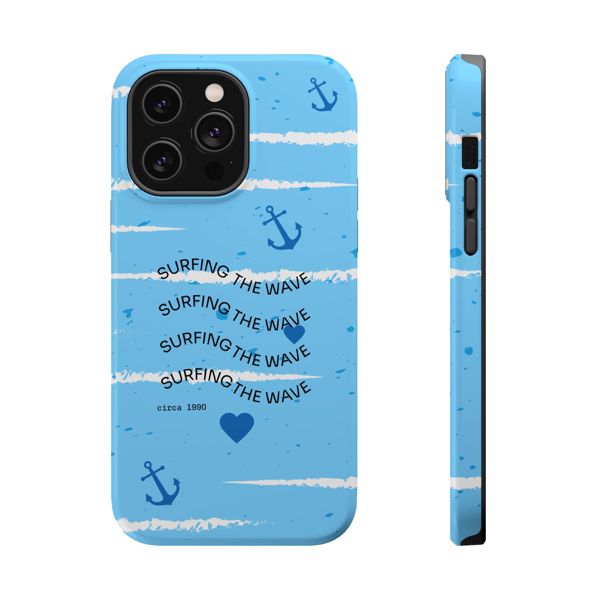 Surfing The Wave Blue Anchor Magnetic Phone Case — Impact‑Resistant, Magnetic iPhone Cover
