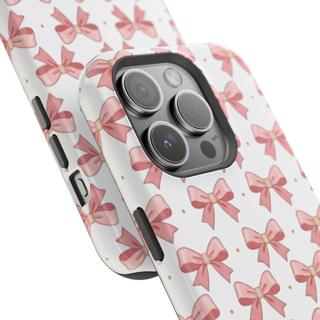 Pink Bow Pattern Magnetic Impact Phone Case — Protective iPhone Cover
