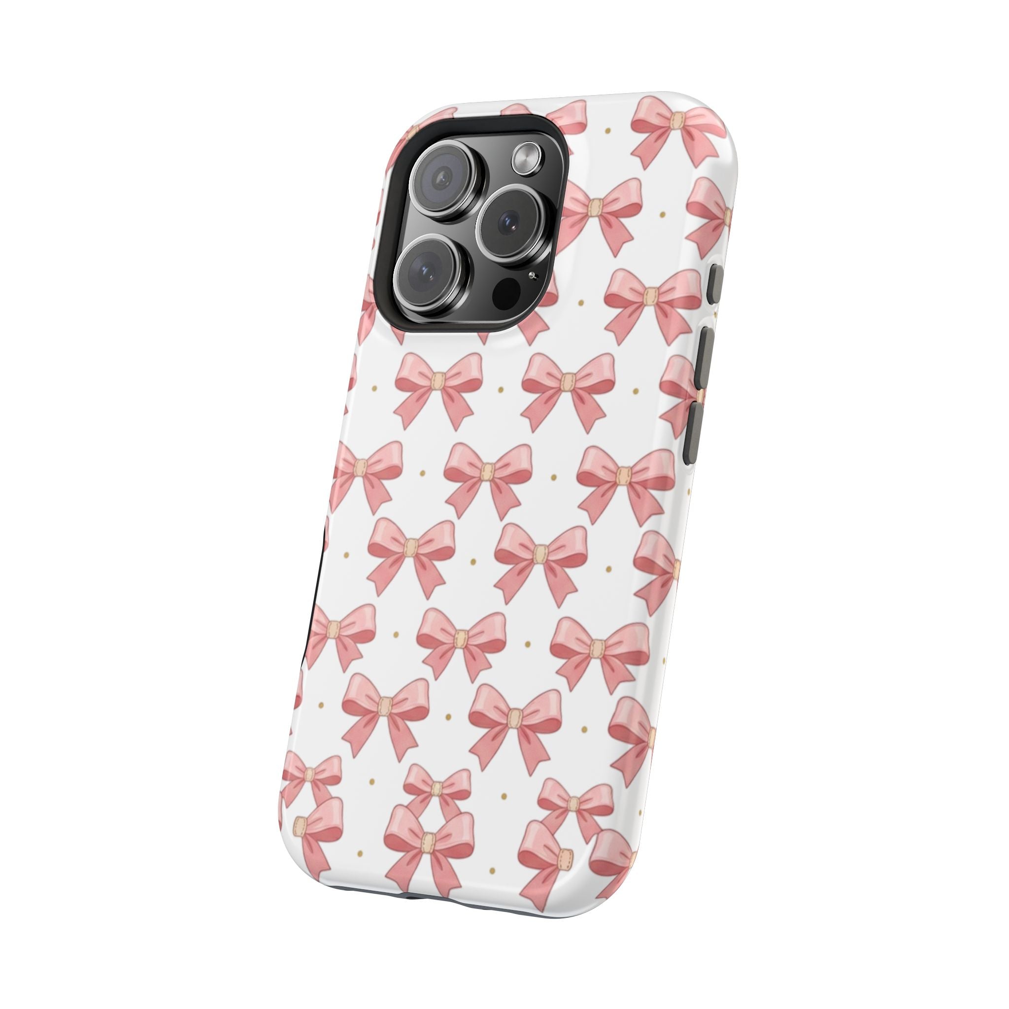 Pink Bow Pattern Magnetic Impact Phone Case — Protective iPhone Cover