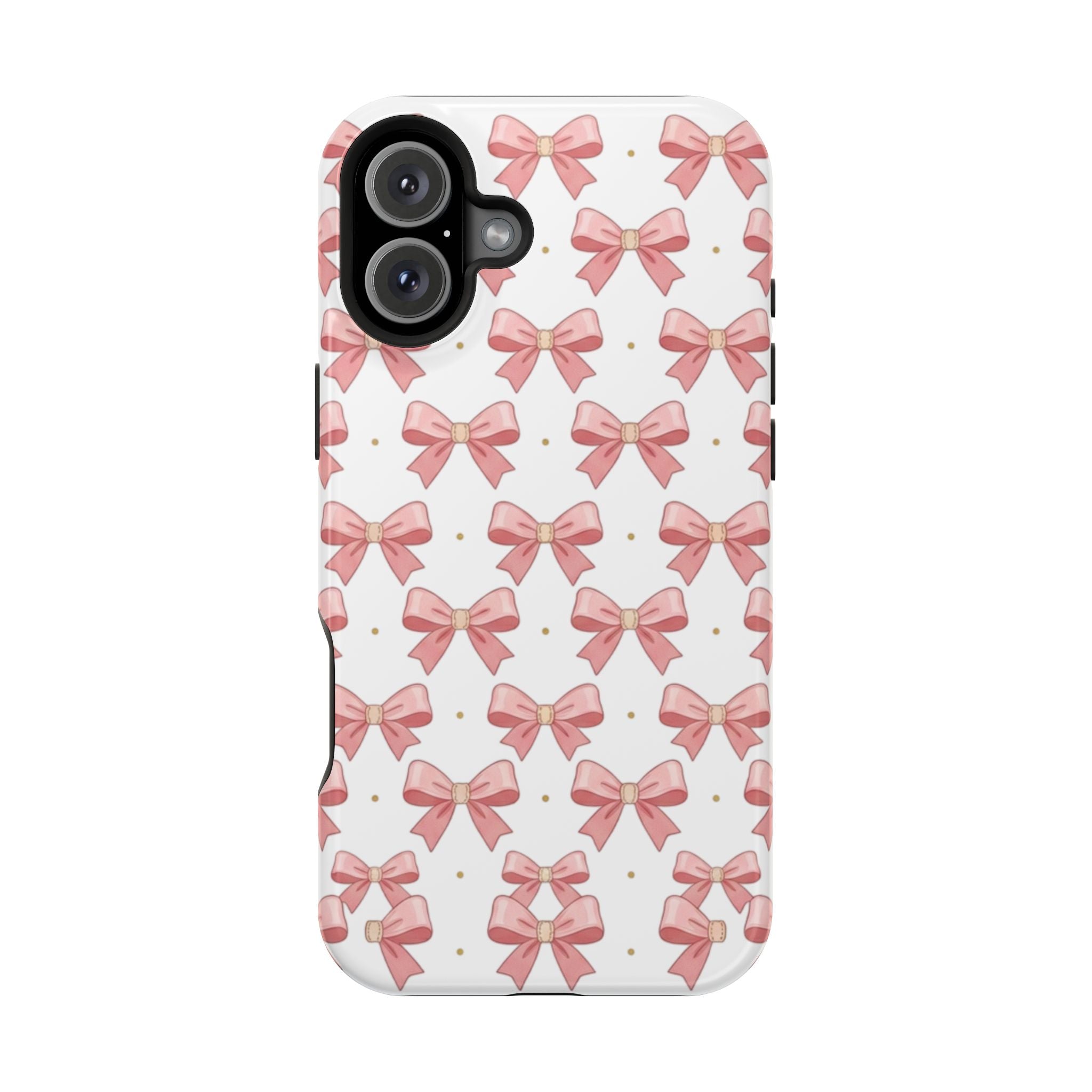 Pink Bow Pattern Magnetic Impact Phone Case — Protective iPhone Cover