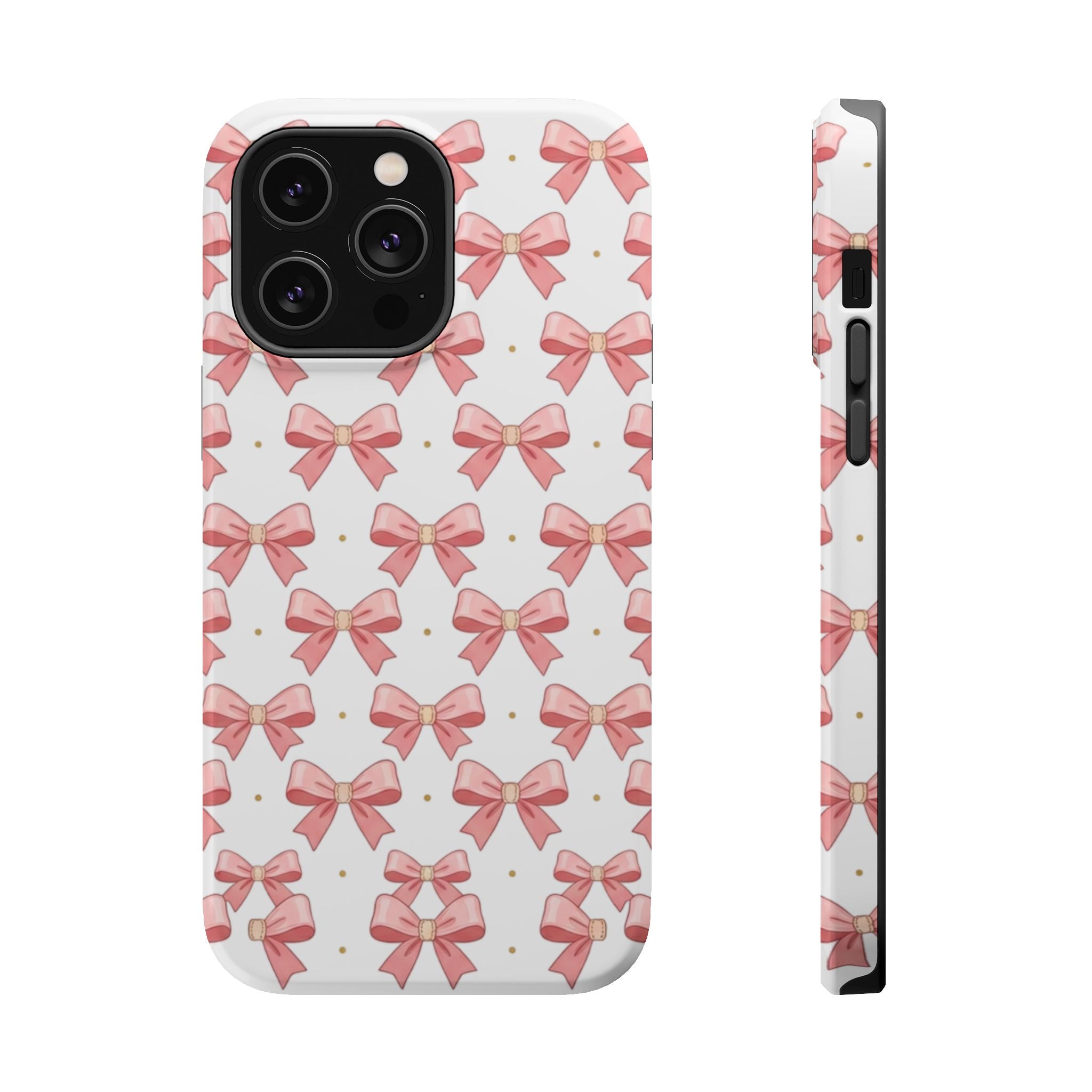 Pink Bow Pattern Magnetic Impact Phone Case — Protective iPhone Cover