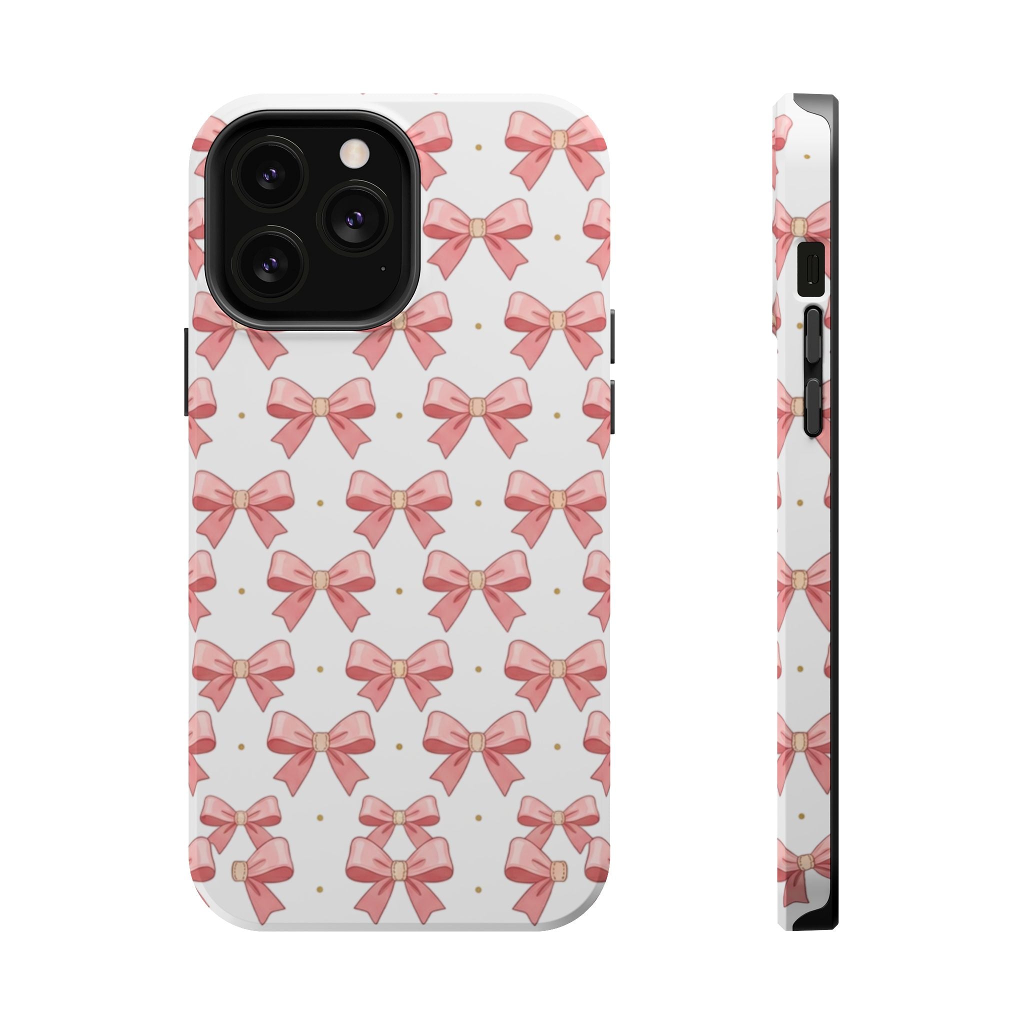 Pink Bow Pattern Magnetic Impact Phone Case — Protective iPhone Cover