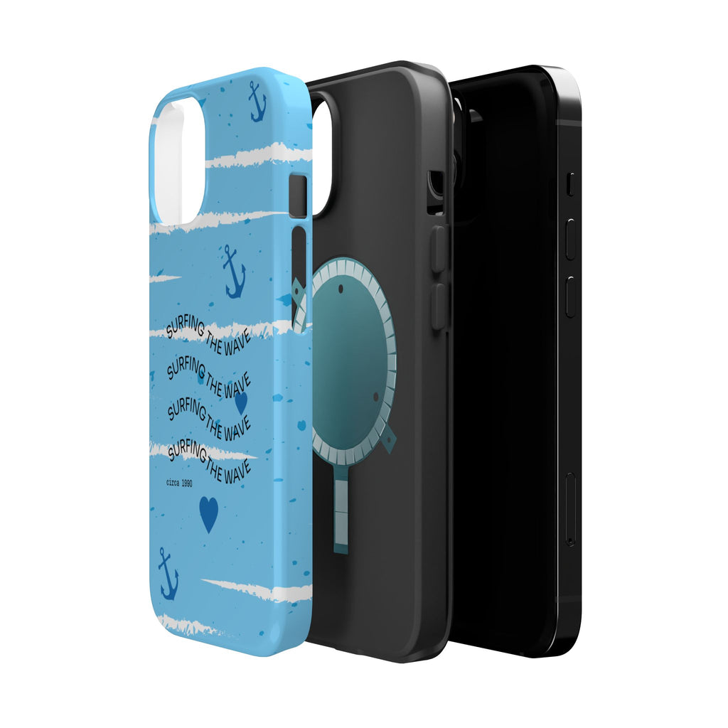 Surfing The Wave Blue Anchor Magnetic Phone Case — Impact‑Resistant, Magnetic iPhone Cover