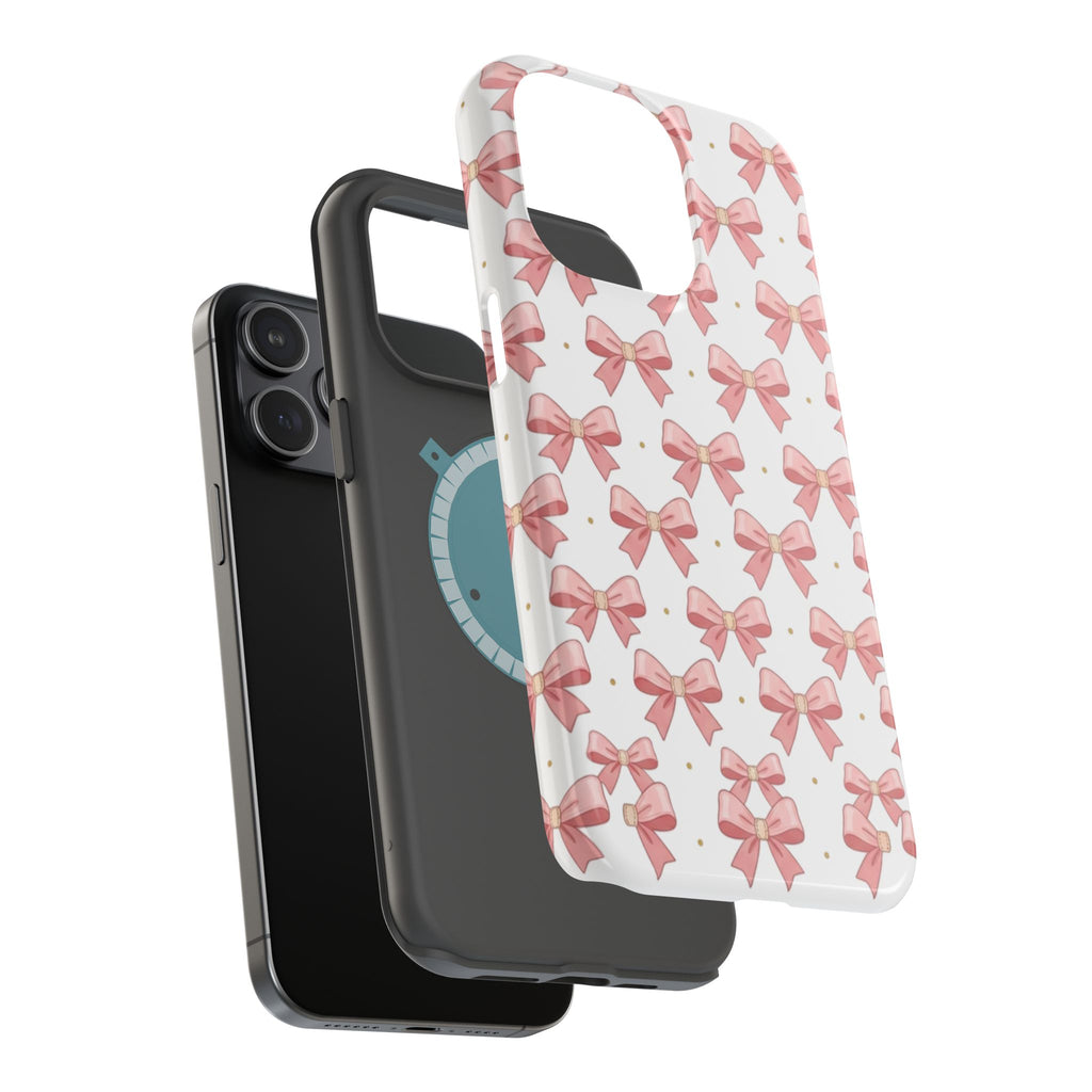 Pink Bow Pattern Magnetic Impact Phone Case — Protective iPhone Cover