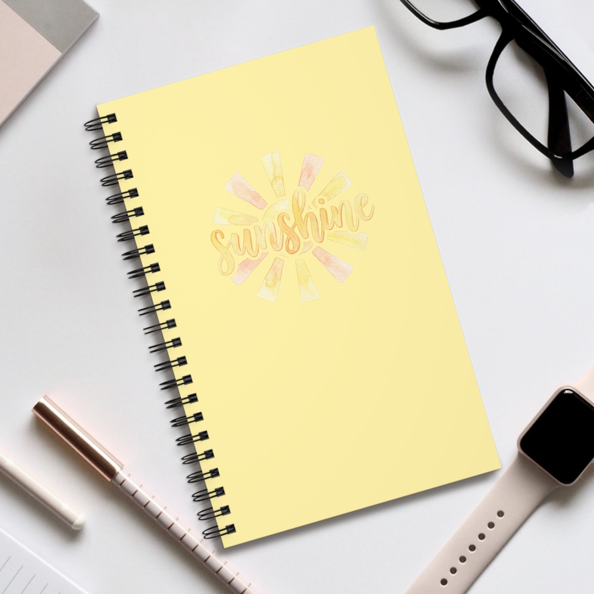 Sunshine Spiral Journal — Yellow Inspirational Notebook for Notes & Gratitude