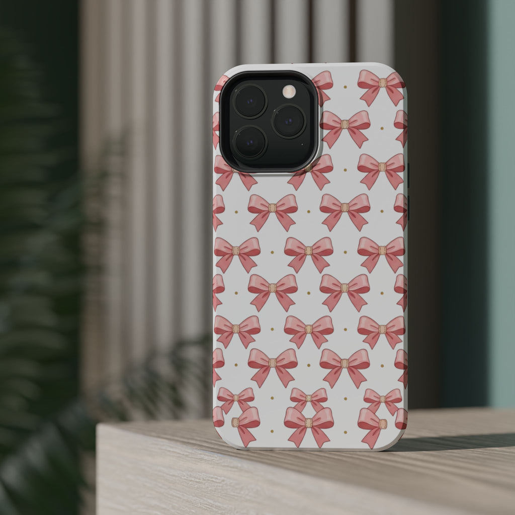 Pink Bow Pattern Magnetic Impact Phone Case — Protective iPhone Cover