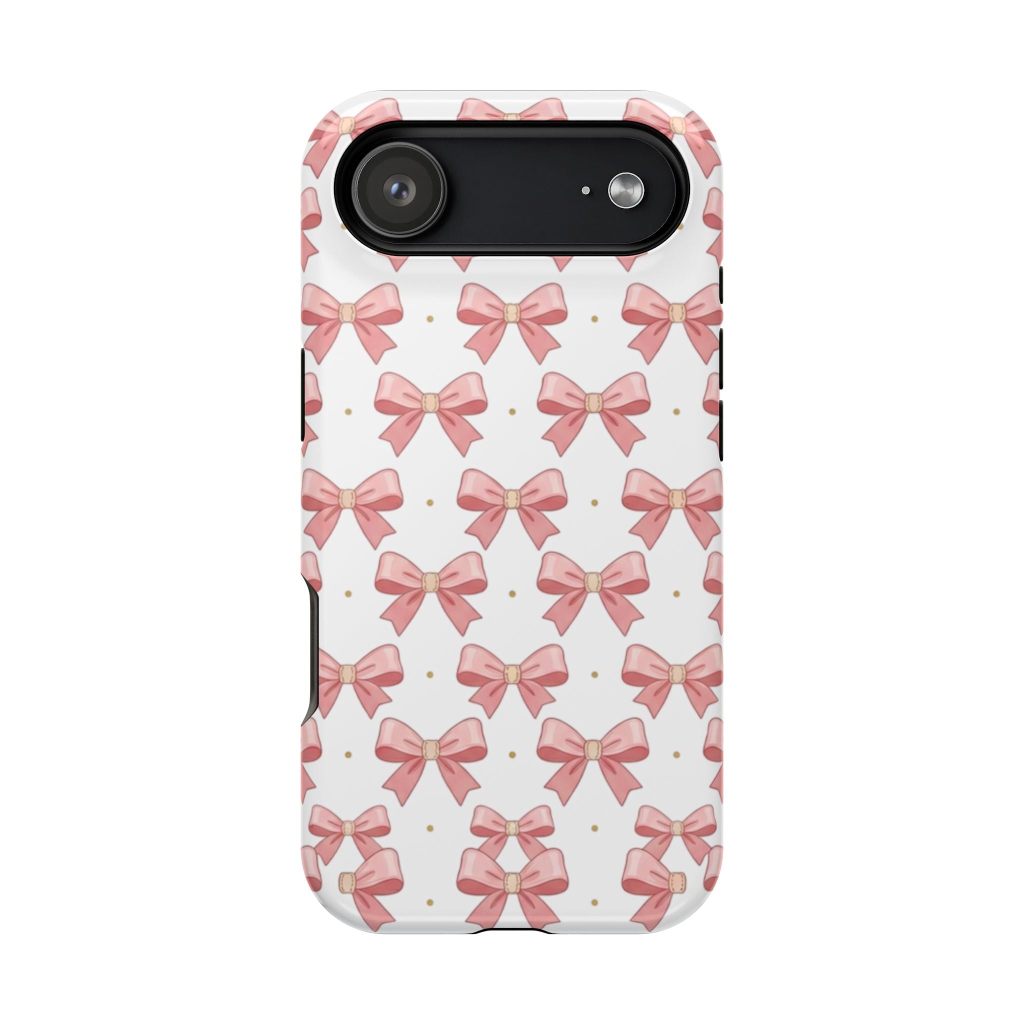 Pink Bow Pattern Magnetic Impact Phone Case — Protective iPhone Cover