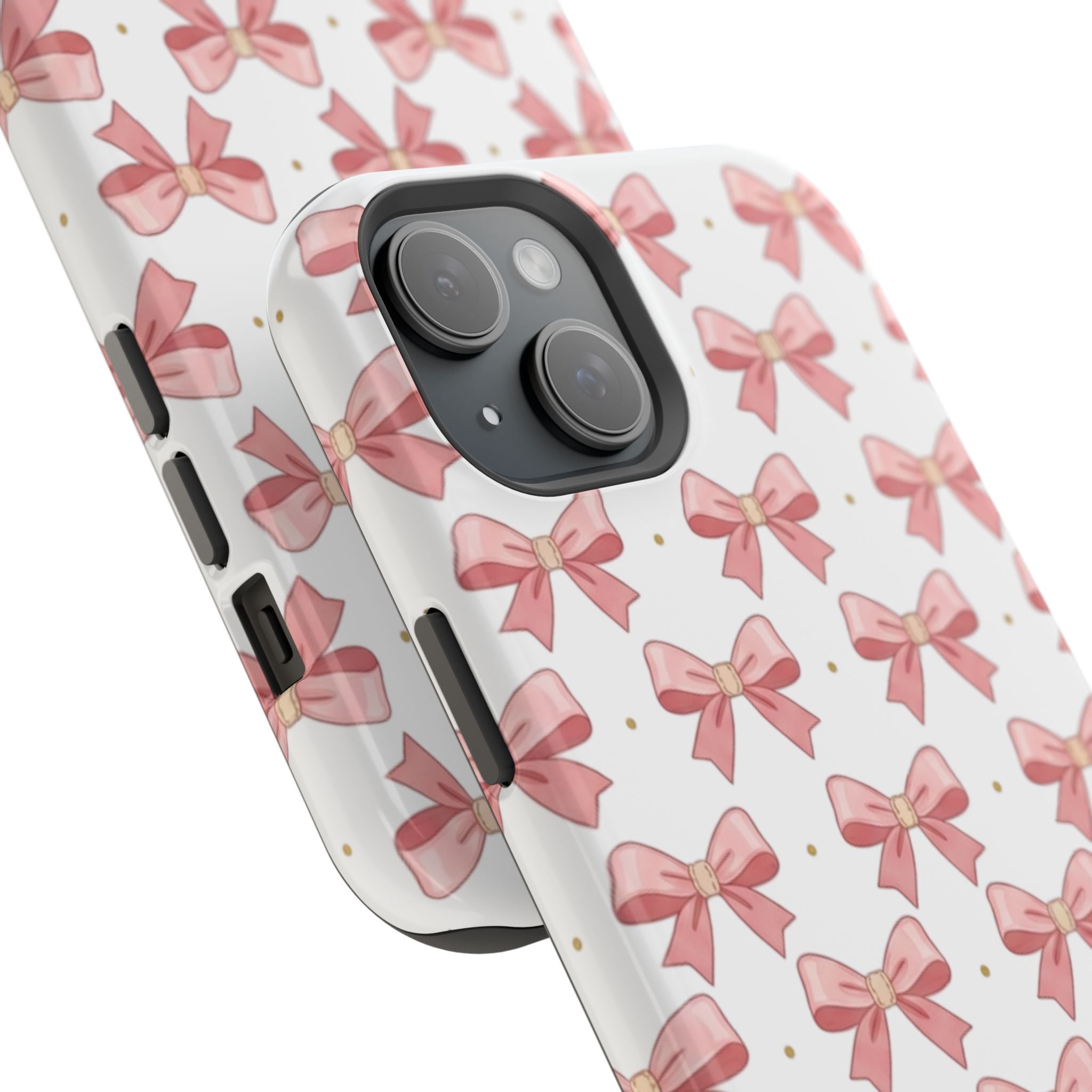 Pink Bow Pattern Magnetic Impact Phone Case — Protective iPhone Cover