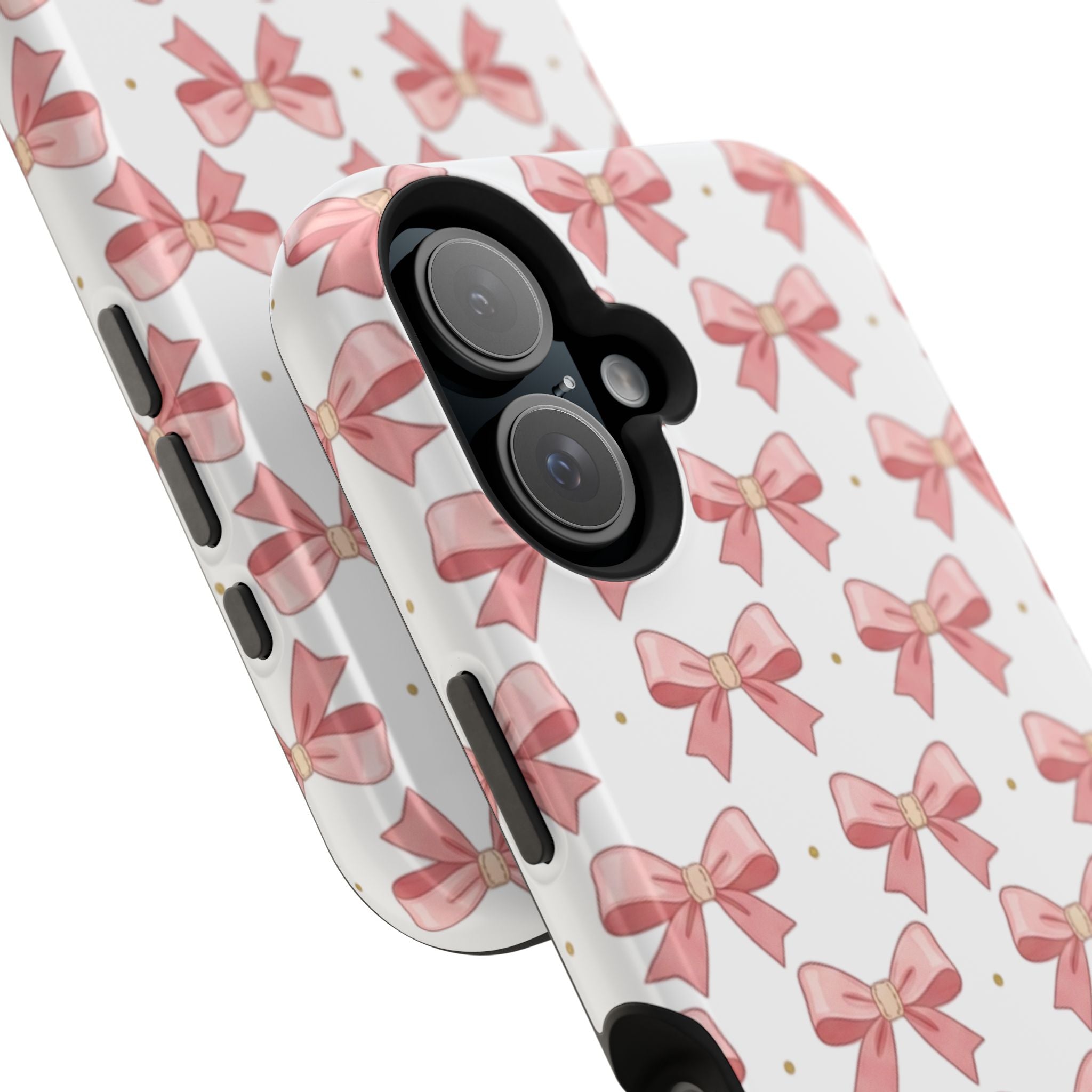 Pink Bow Pattern Magnetic Impact Phone Case — Protective iPhone Cover