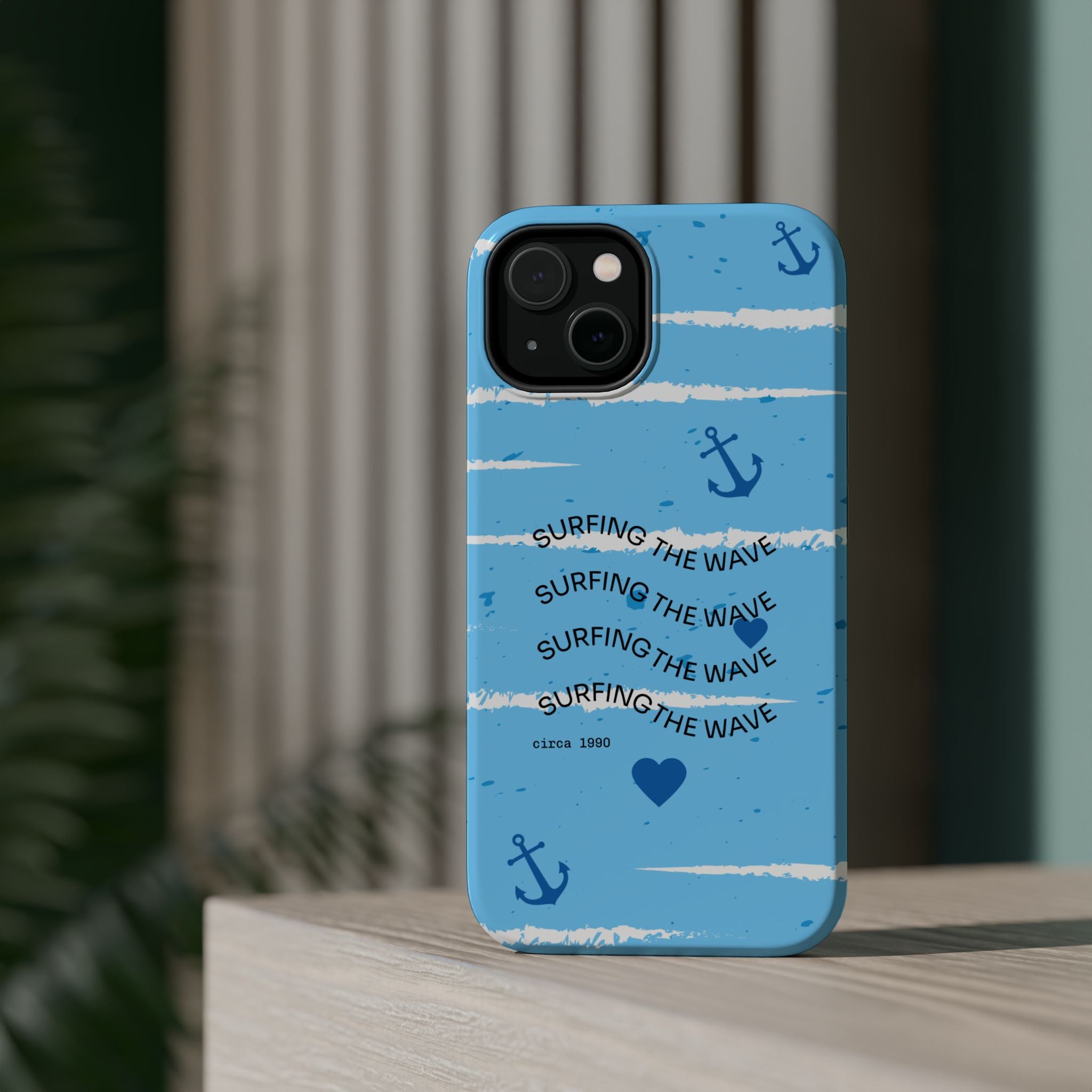 Surfing The Wave Blue Anchor Magnetic Phone Case — Impact‑Resistant, Magnetic iPhone Cover