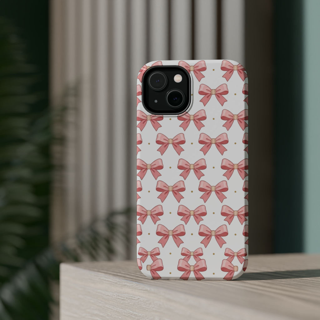 Pink Bow Pattern Magnetic Impact Phone Case — Protective iPhone Cover