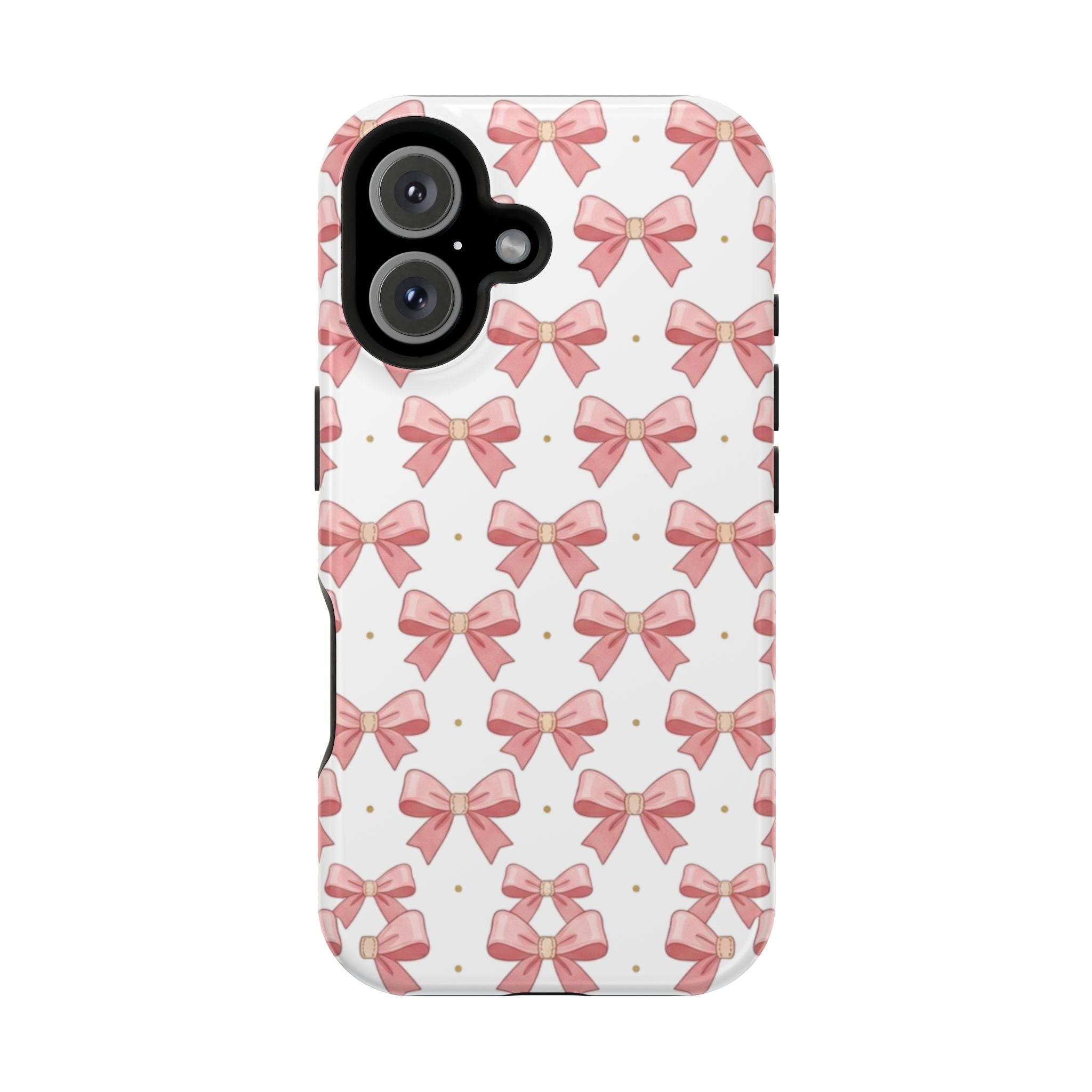 Pink Bow Pattern Magnetic Impact Phone Case — Protective iPhone Cover