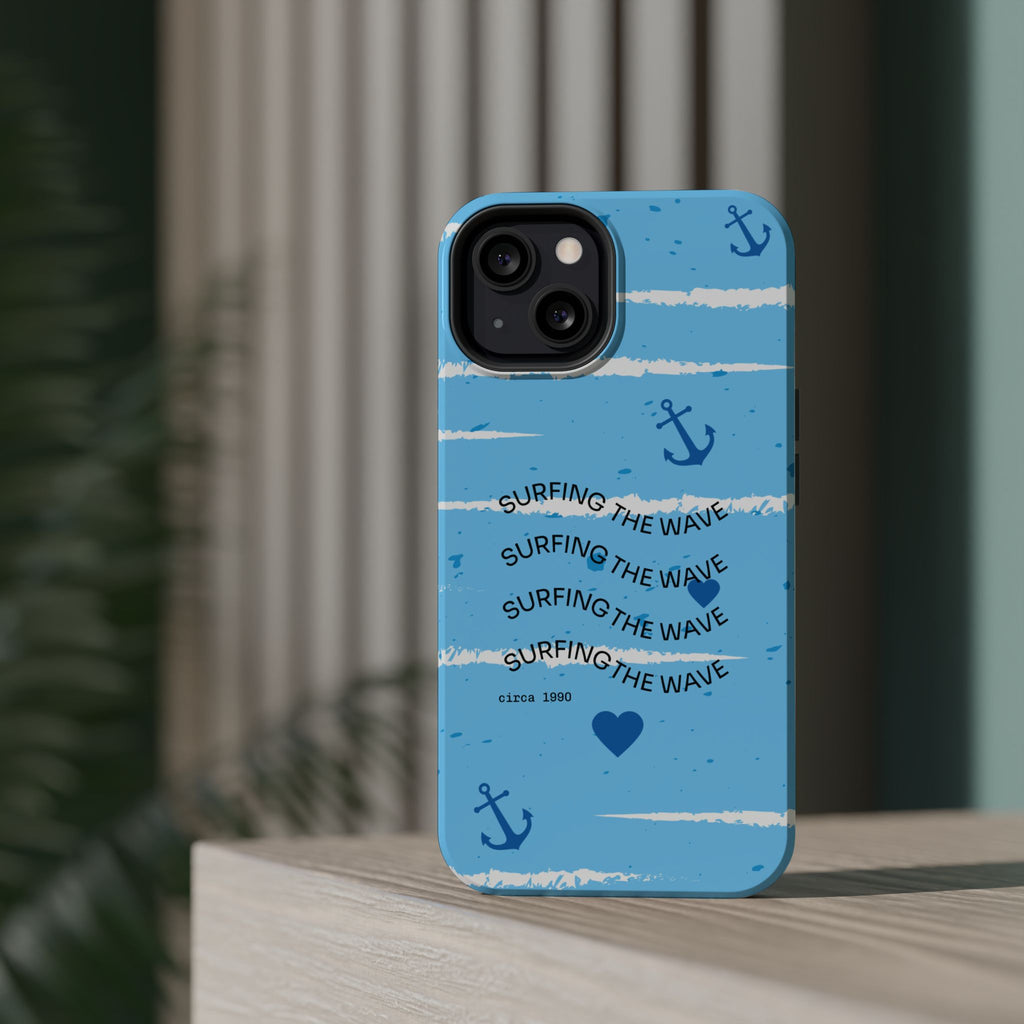 Surfing The Wave Blue Anchor Magnetic Phone Case — Impact‑Resistant, Magnetic iPhone Cover
