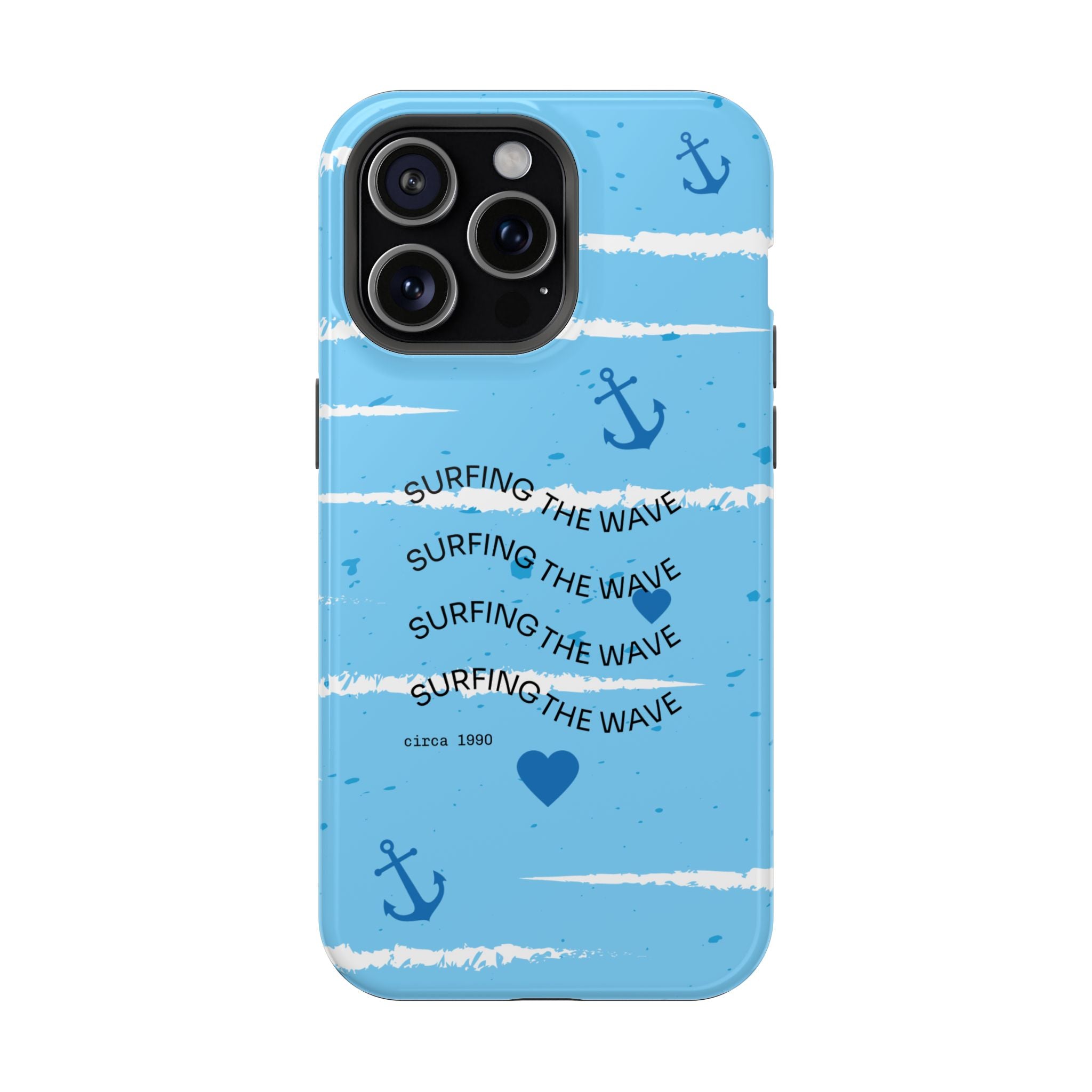 Surfing The Wave Blue Anchor Magnetic Phone Case — Impact‑Resistant, Magnetic iPhone Cover