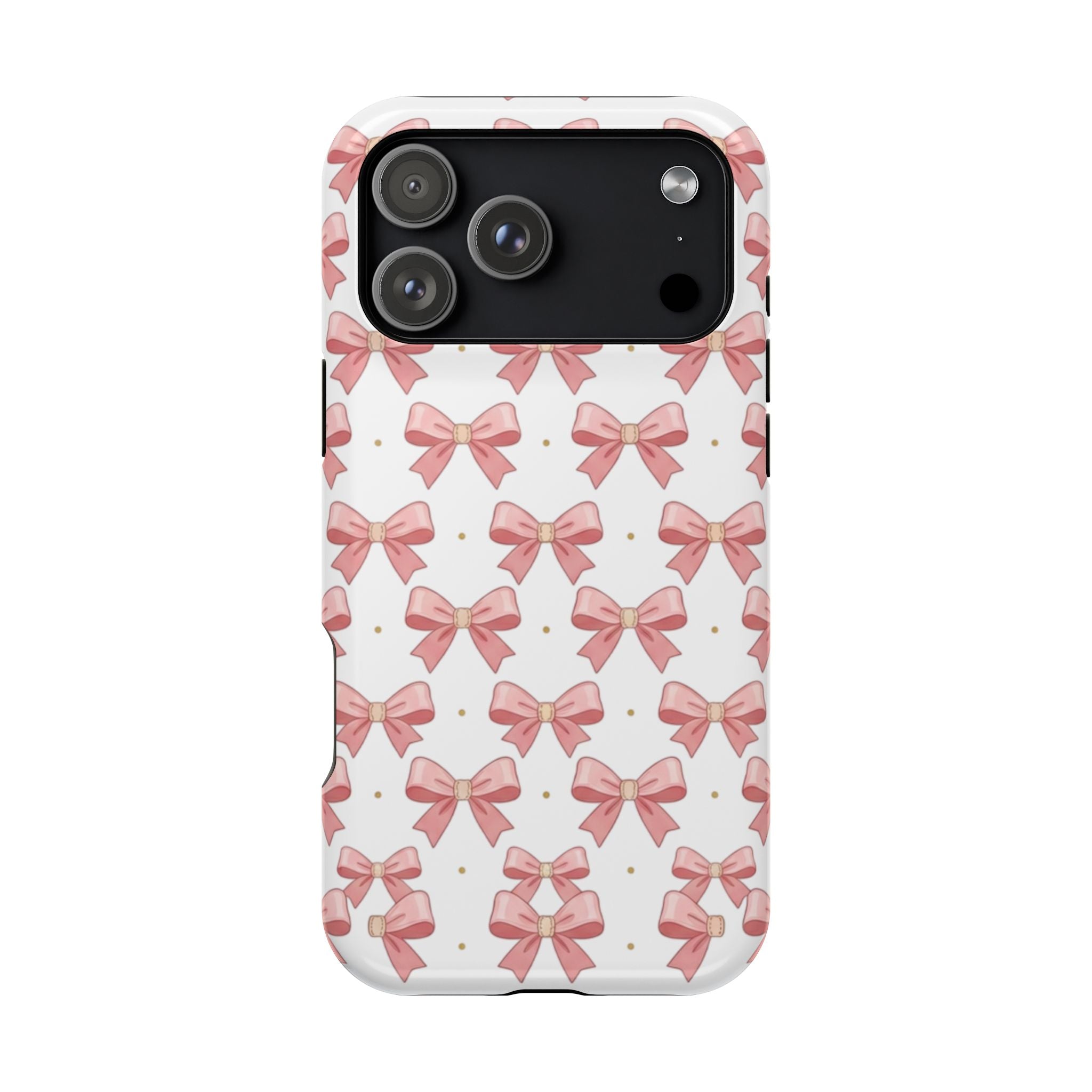 Pink Bow Pattern Magnetic Impact Phone Case — Protective iPhone Cover