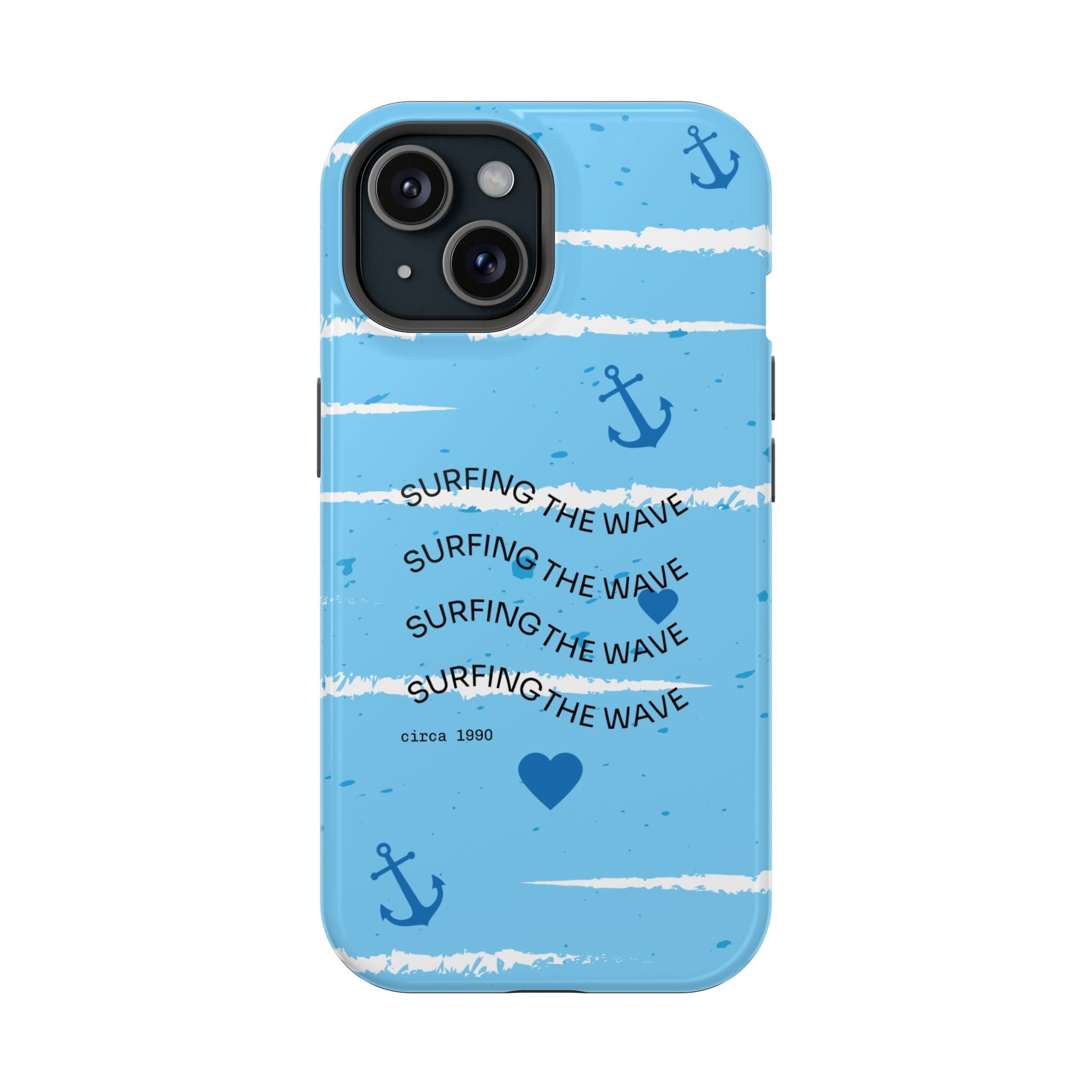 Surfing The Wave Blue Anchor Magnetic Phone Case — Impact‑Resistant, Magnetic iPhone Cover