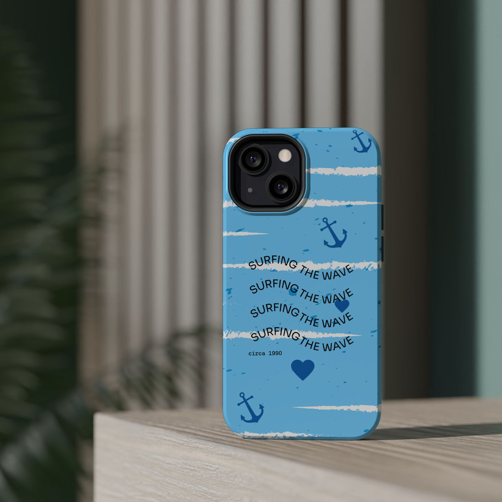 Surfing The Wave Blue Anchor Magnetic Phone Case — Impact‑Resistant, Magnetic iPhone Cover