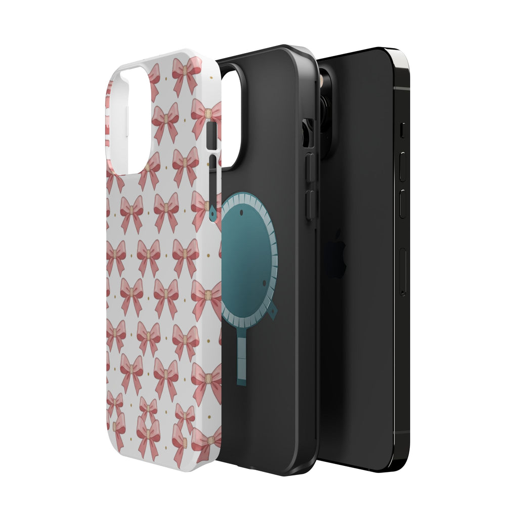 Pink Bow Pattern Magnetic Impact Phone Case — Protective iPhone Cover