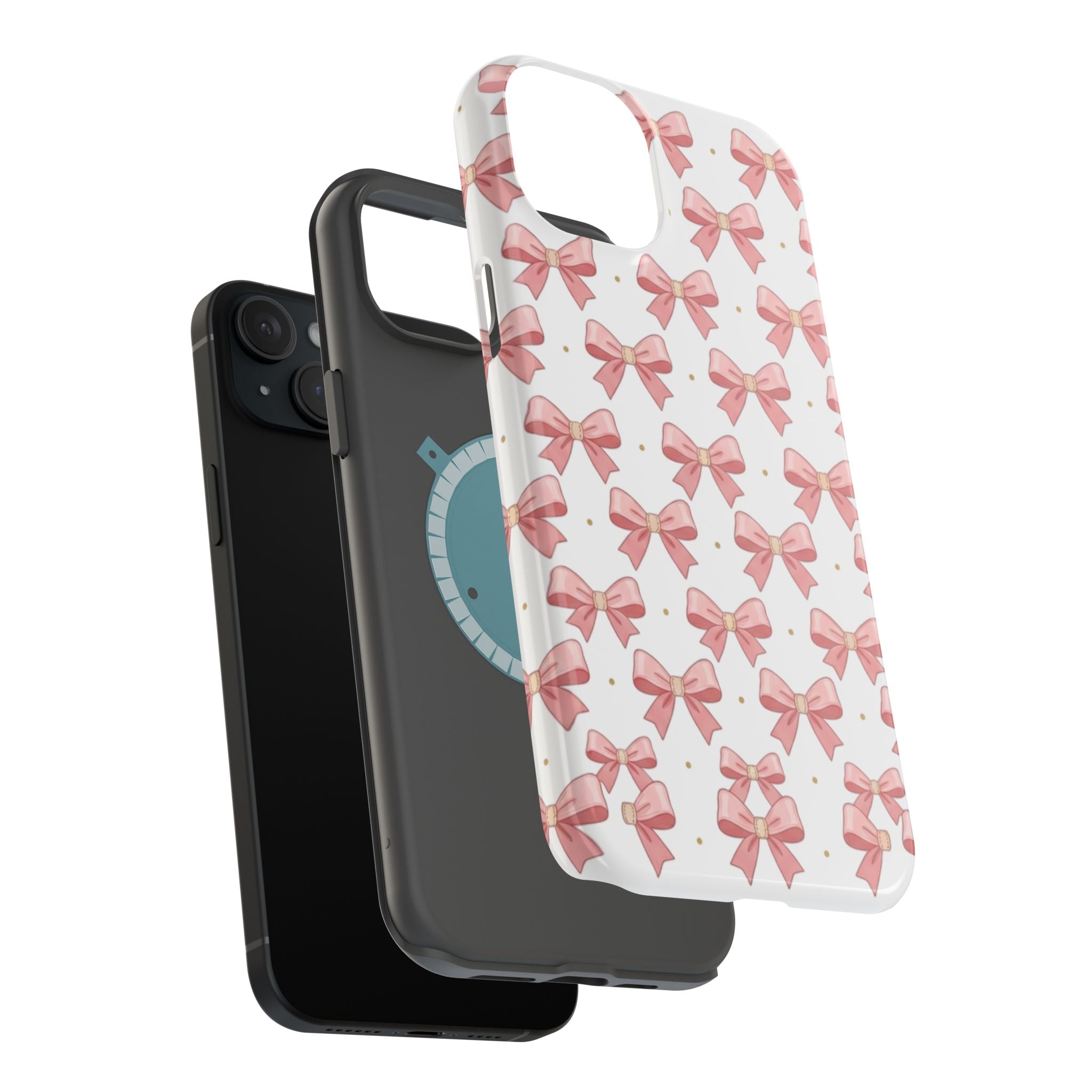 Pink Bow Pattern Magnetic Impact Phone Case — Protective iPhone Cover